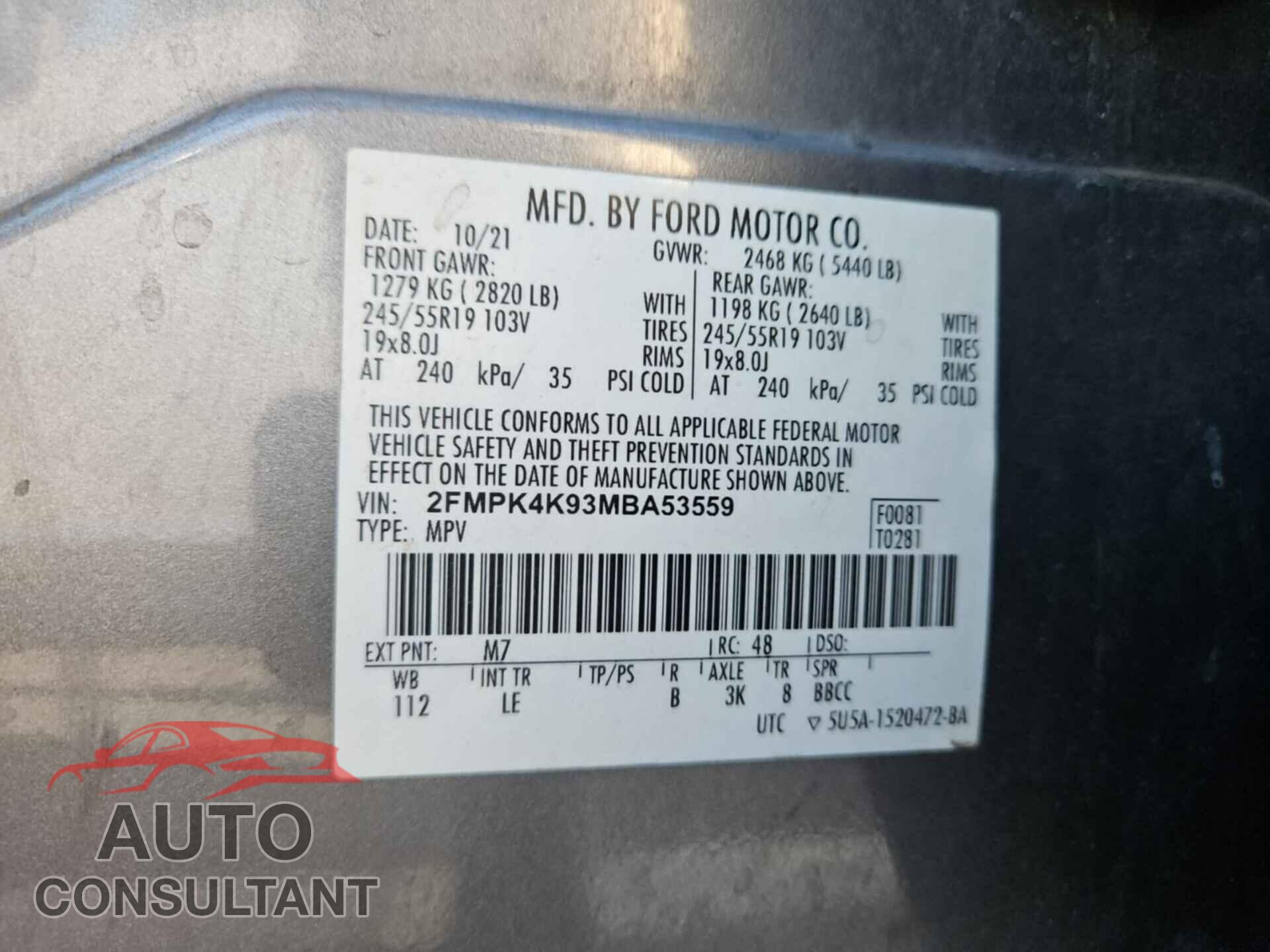 FORD EDGE 2021 - 2FMPK4K93MBA53559