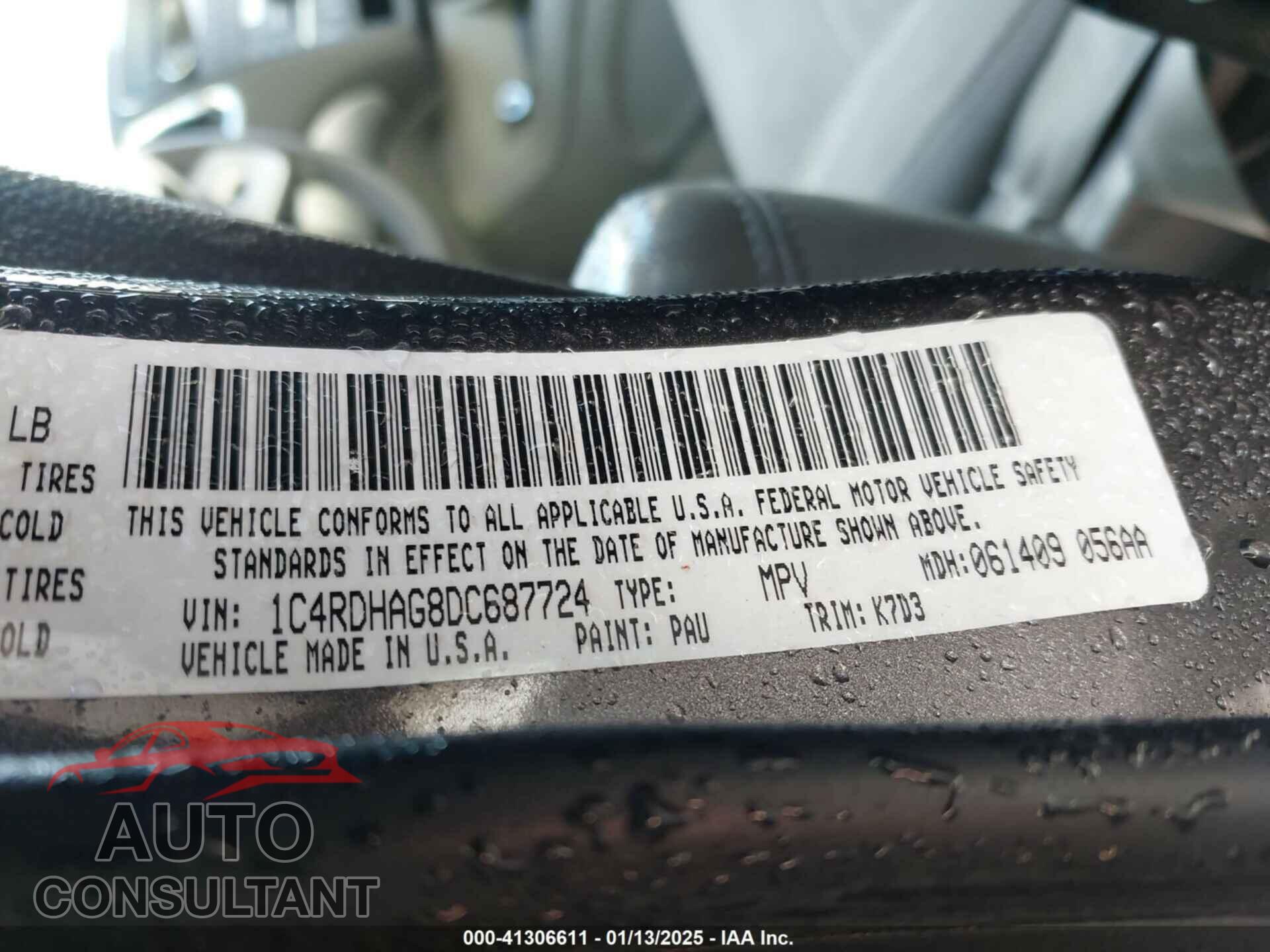 DODGE DURANGO 2013 - 1C4RDHAG8DC687724