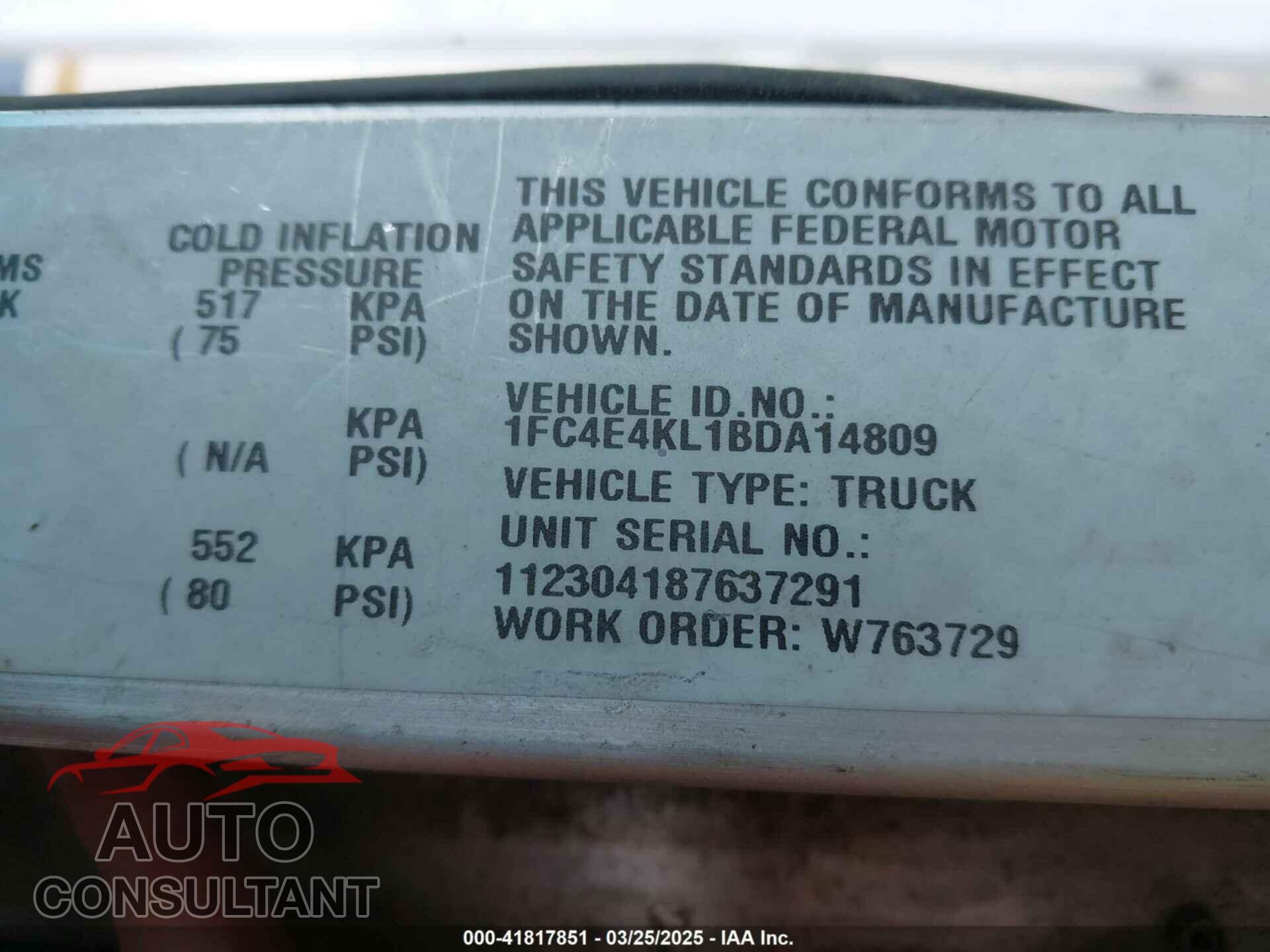 FORD E-450 STRIPPED 2011 - 1FC4E4KL1BDA14809