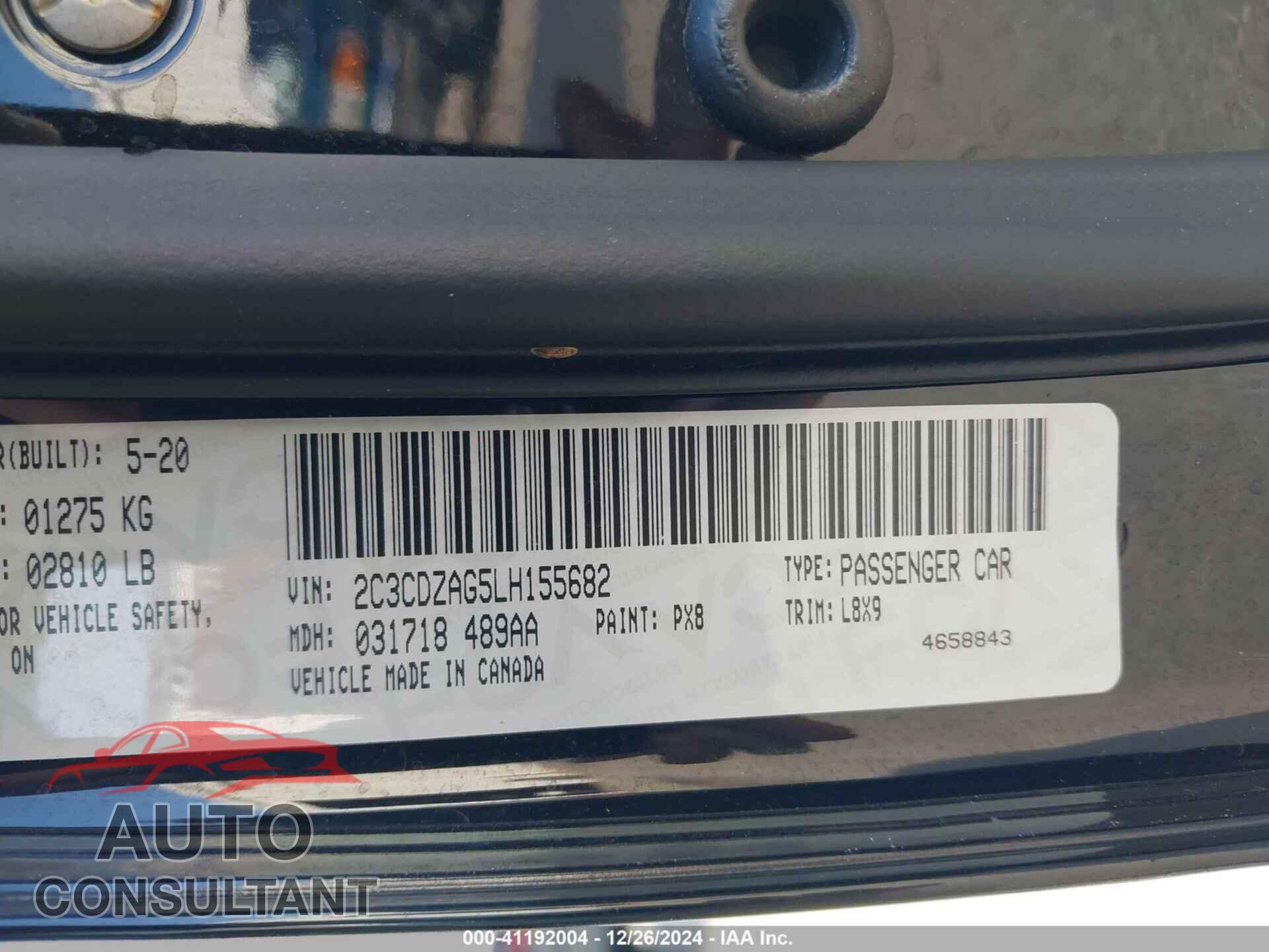 DODGE CHALLENGER 2020 - 2C3CDZAG5LH155682