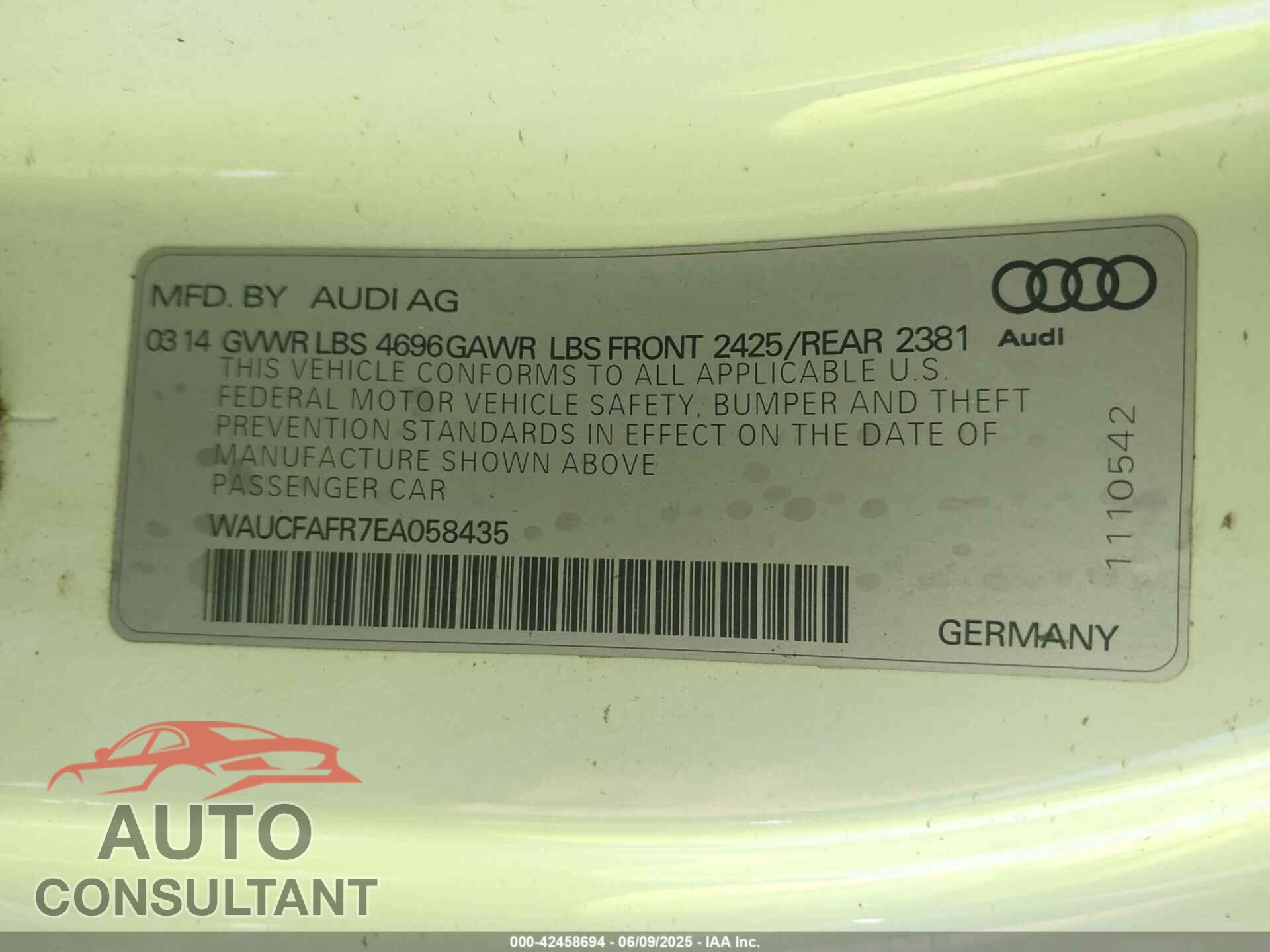 AUDI A5 2014 - WAUCFAFR7EA058435