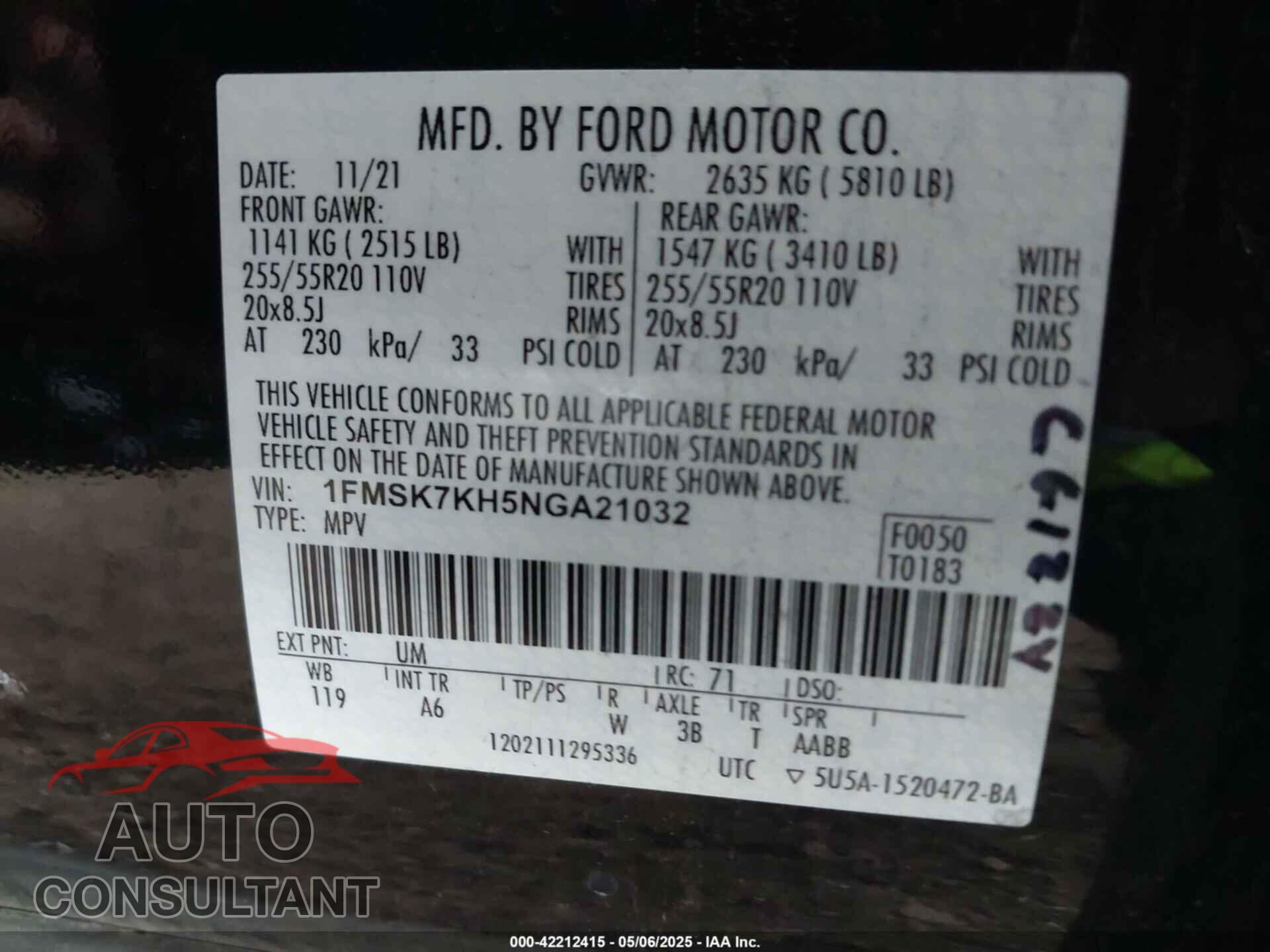 FORD EXPLORER 2022 - 1FMSK7KH5NGA21032