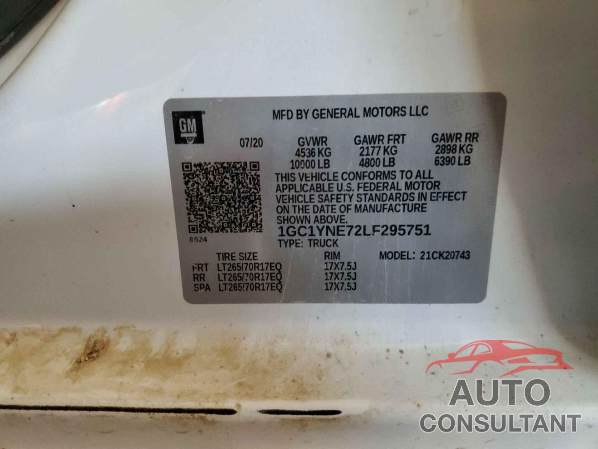 CHEVROLET SILVERADO 2020 - 1GC1YNE72LF295751