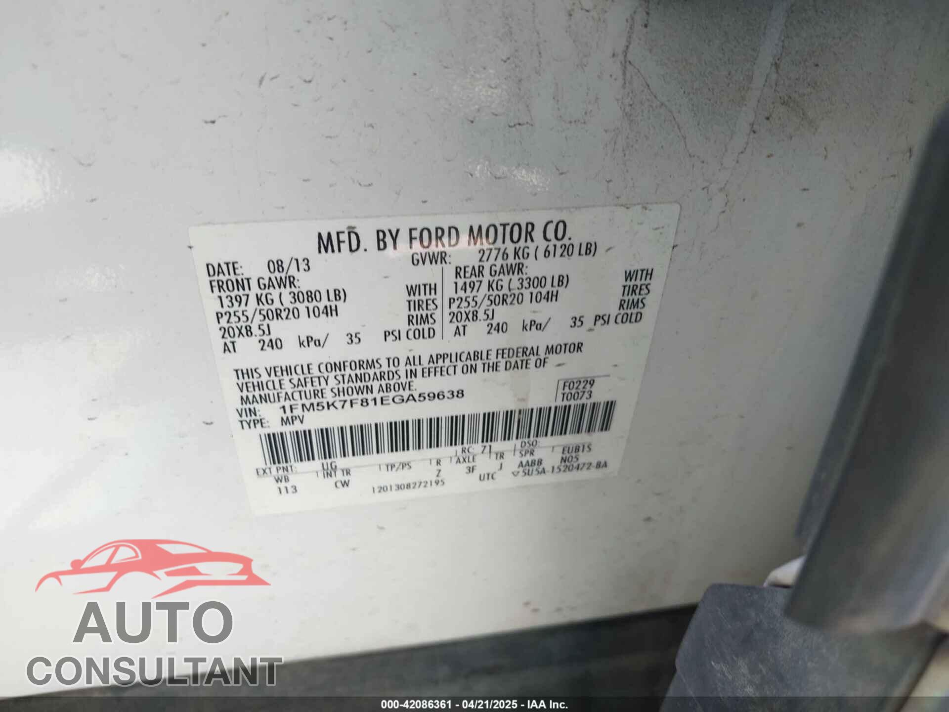 FORD EXPLORER 2014 - 1FM5K7F81EGA59638