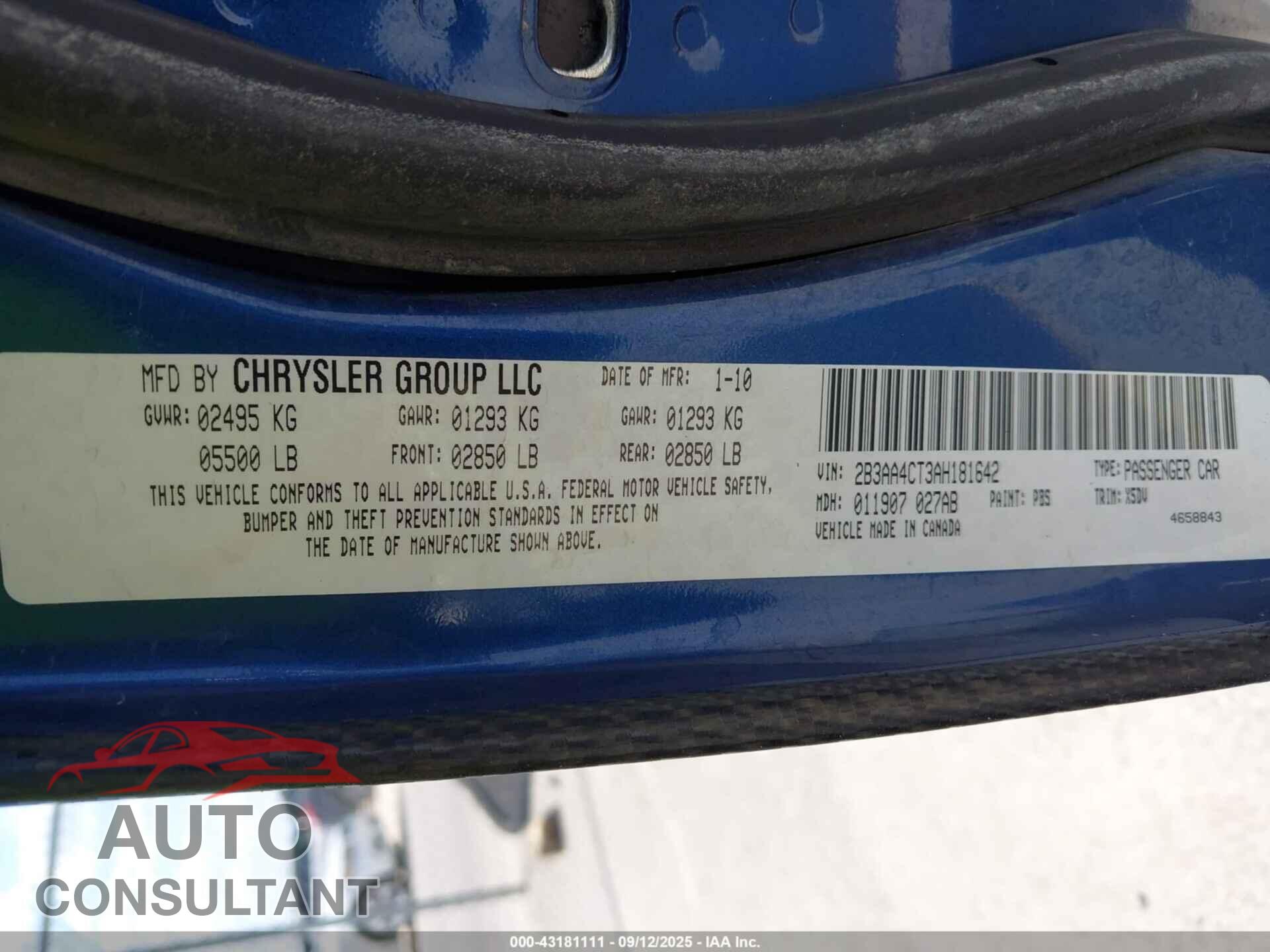 DODGE CHARGER 2010 - 2B3CA4CV3AH181642
