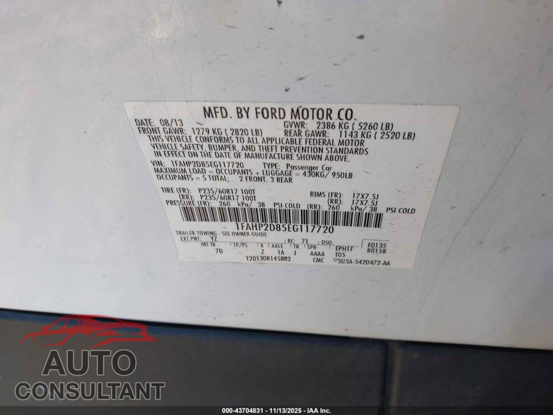 FORD TAURUS 2014 - 1FAHP2D85EG117720