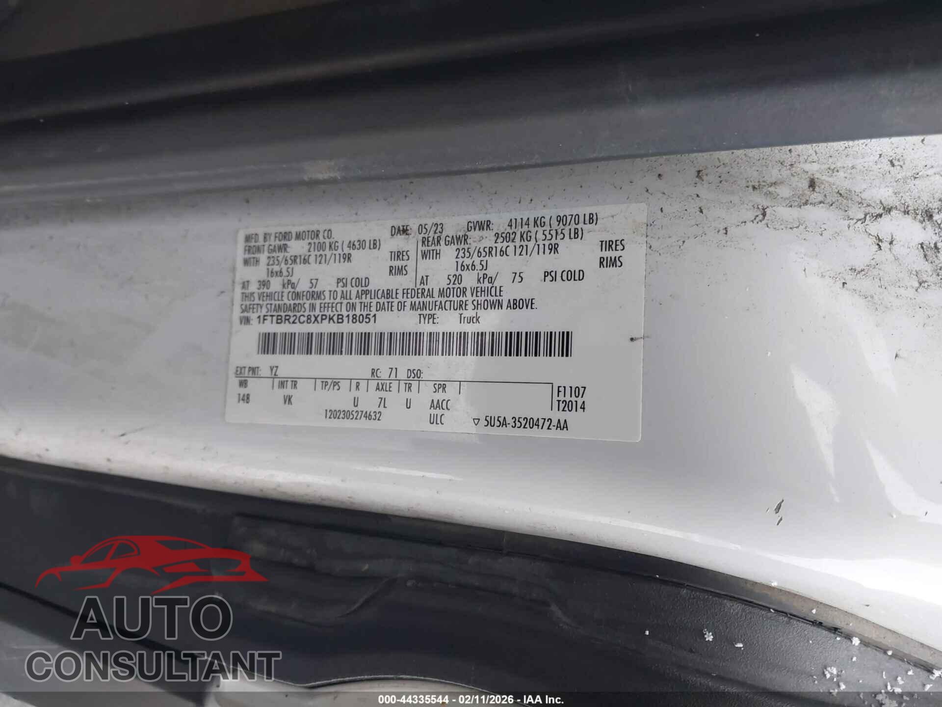 FORD TRANSIT-250 2023 - 1FTBR2C8XPKB18051