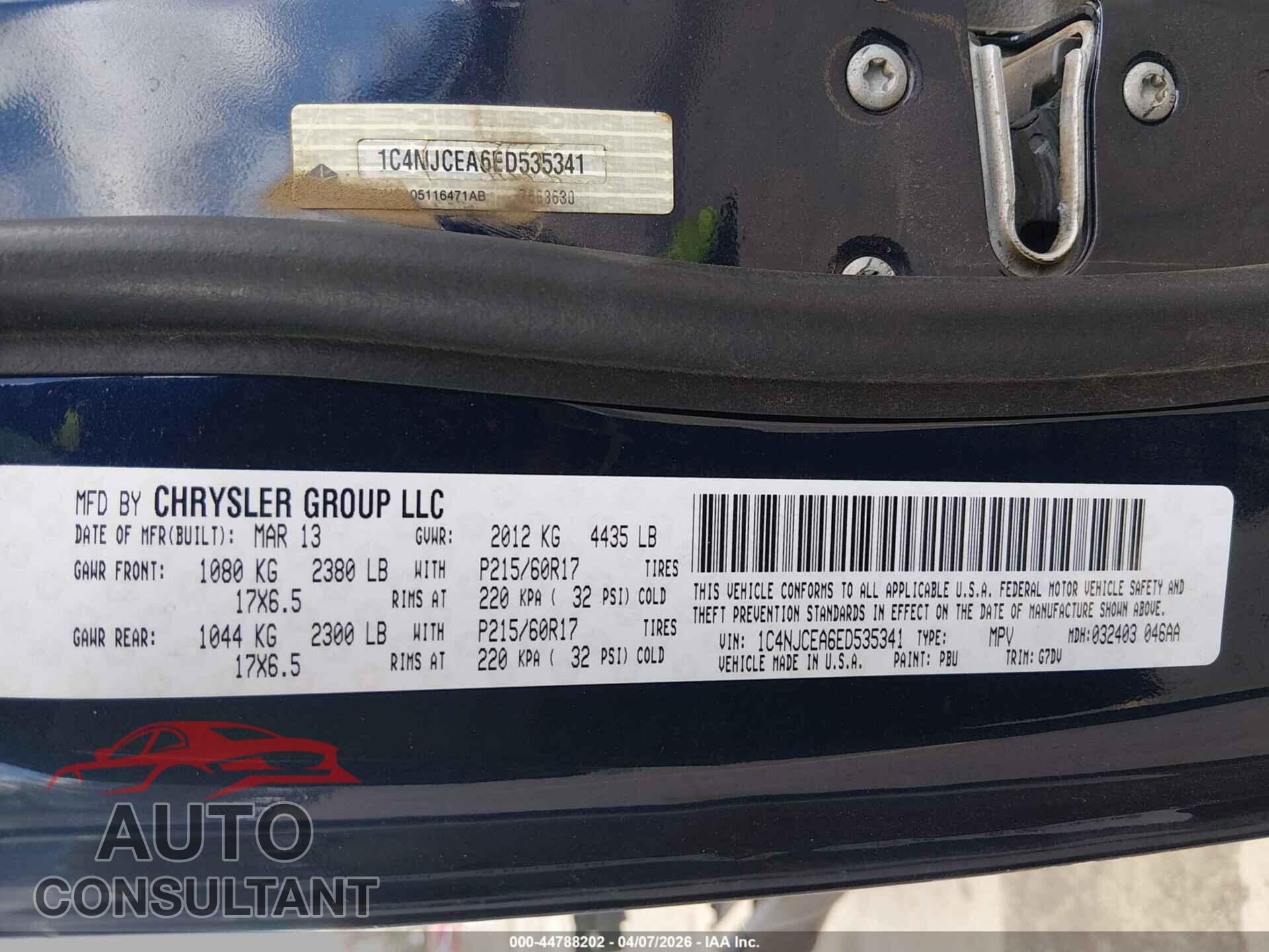 JEEP COMPASS 2014 - 1C4NJCEA6ED535341