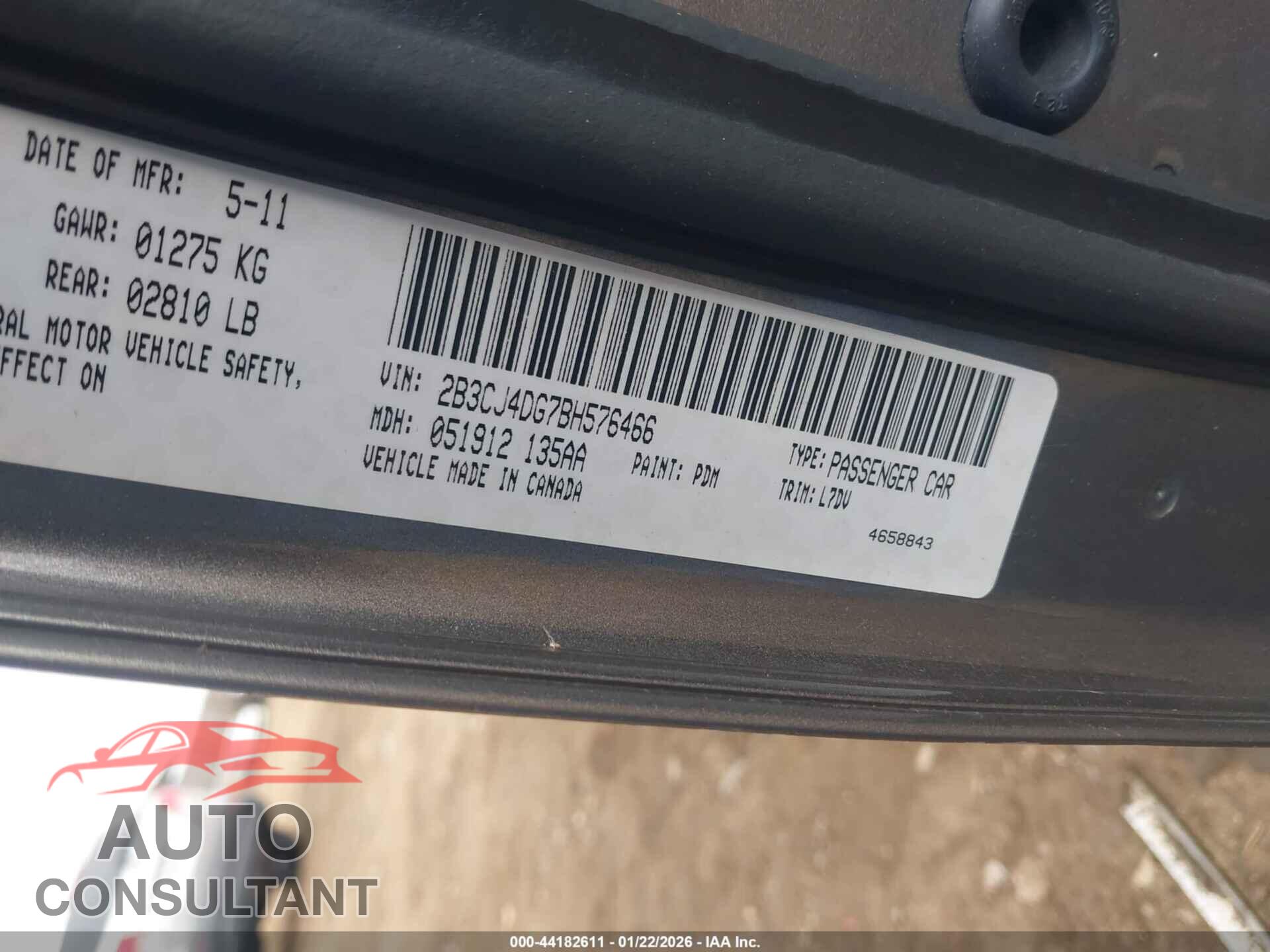 DODGE CHALLENGER 2011 - 2B3CJ4DG7BH576466