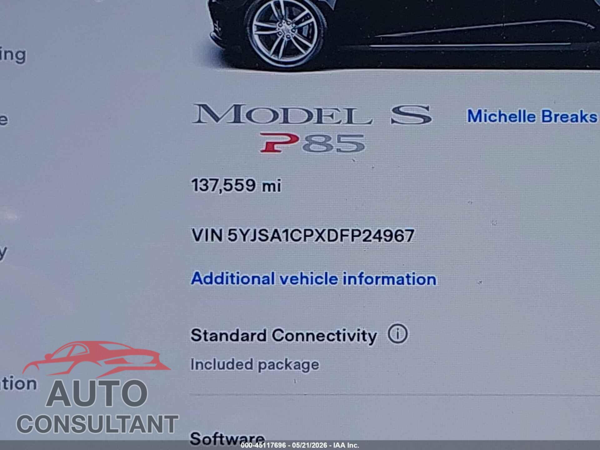 TESLA MODEL S 2013 - 5YJSA1CPXDFP24967
