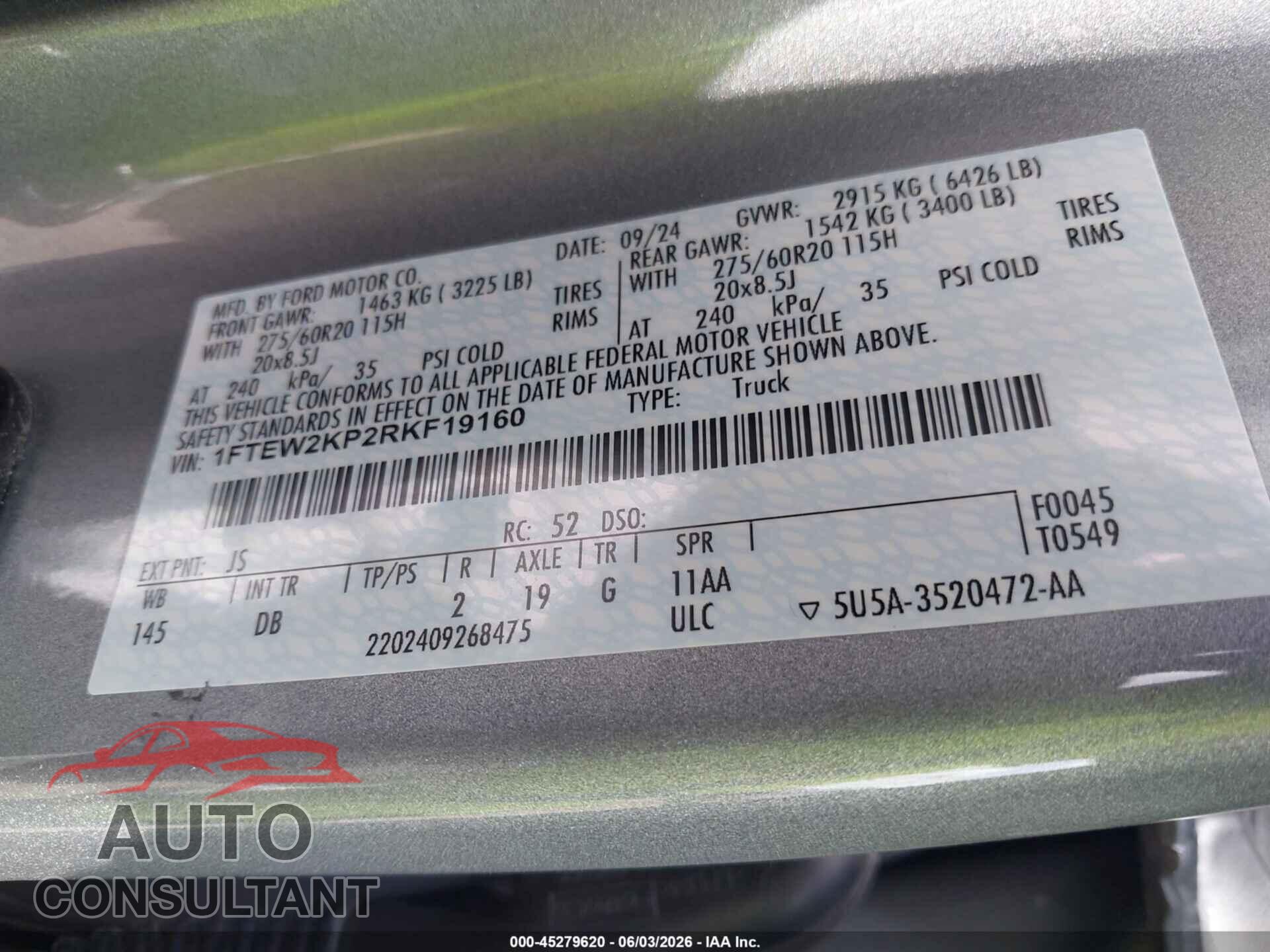 FORD F-150 2024 - 1FTEW2KP2RKF19160
