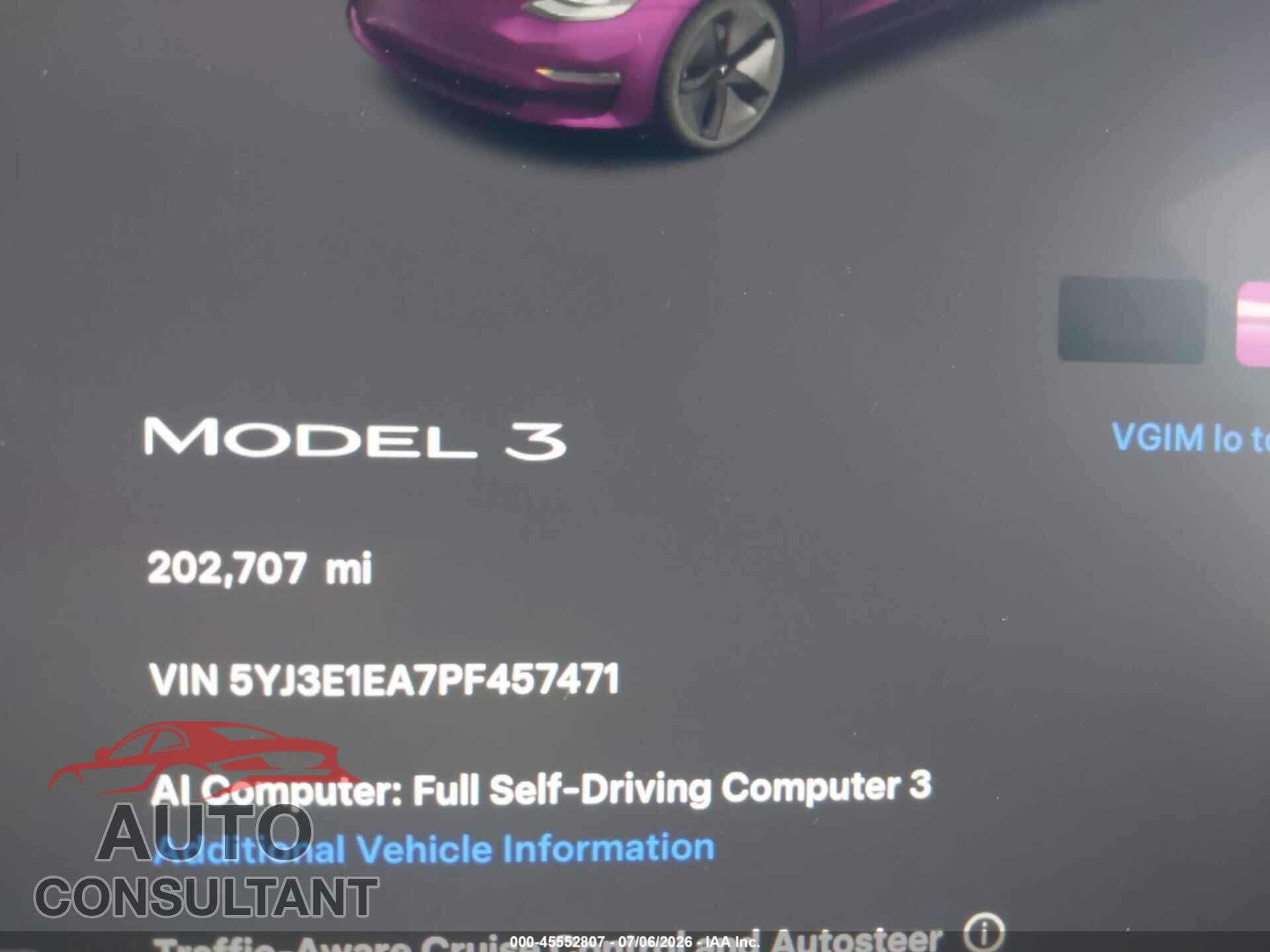 TESLA MODEL 3 2023 - 5YJ3E1EA7PF457471