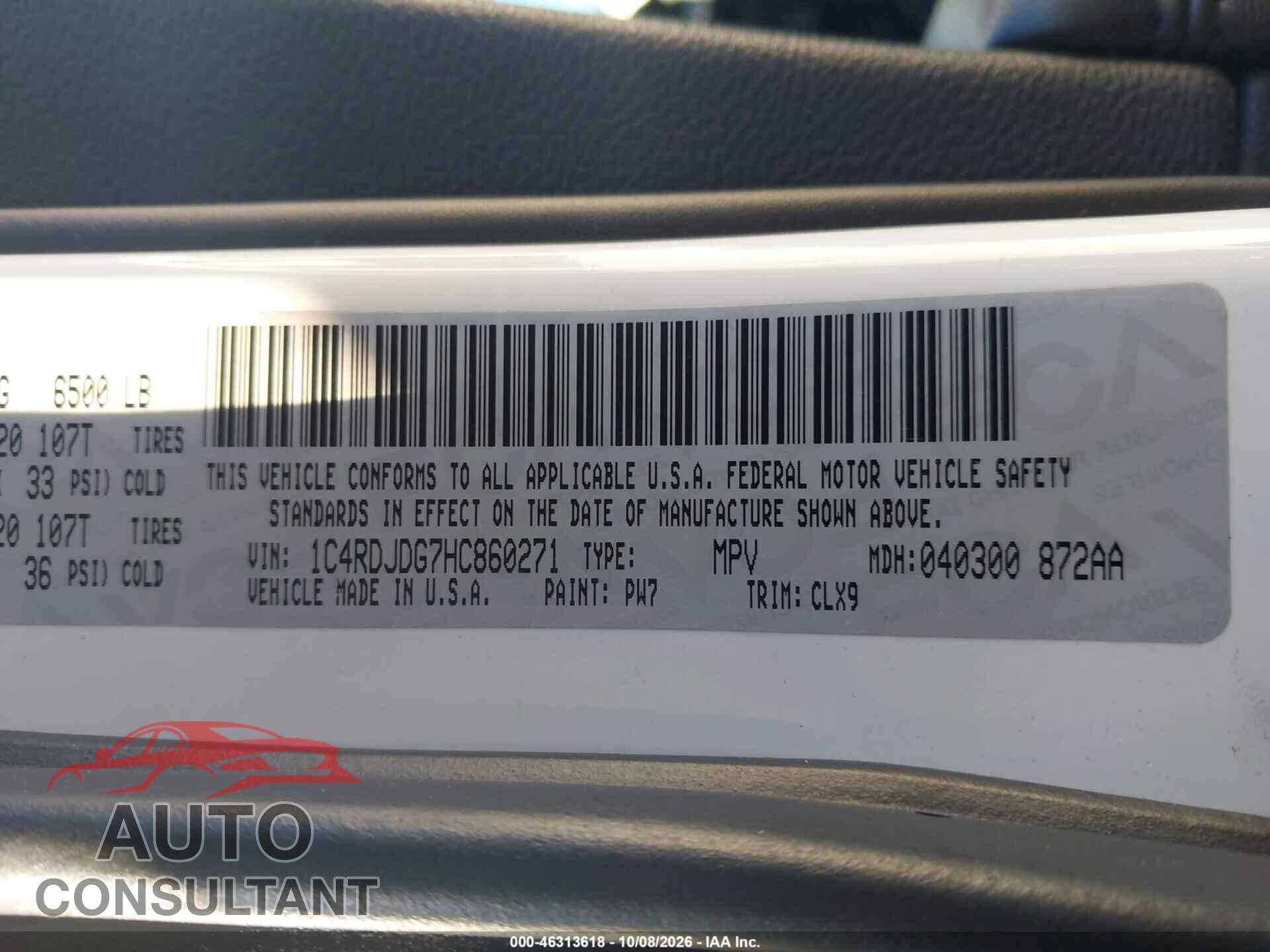 DODGE DURANGO 2017 - 1C4RDJDG7HC860271