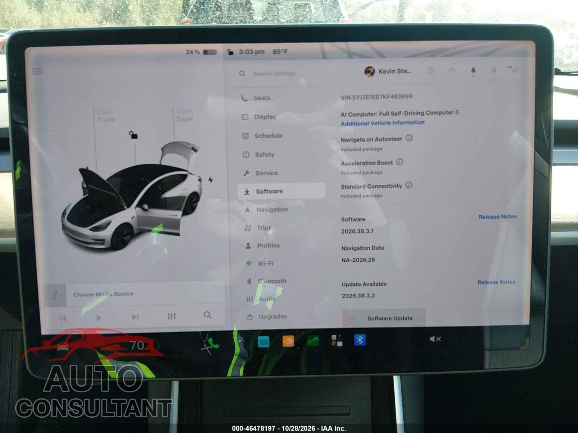 TESLA MODEL 3 2019 - 5YJ3E1EB7KF493999