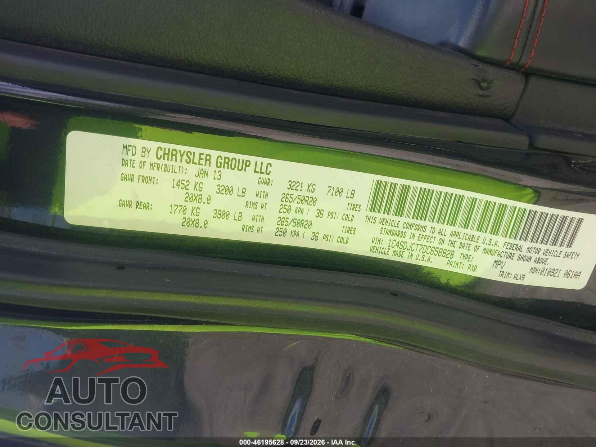 DODGE DURANGO 2013 - 1C4SDJCT7DC658928