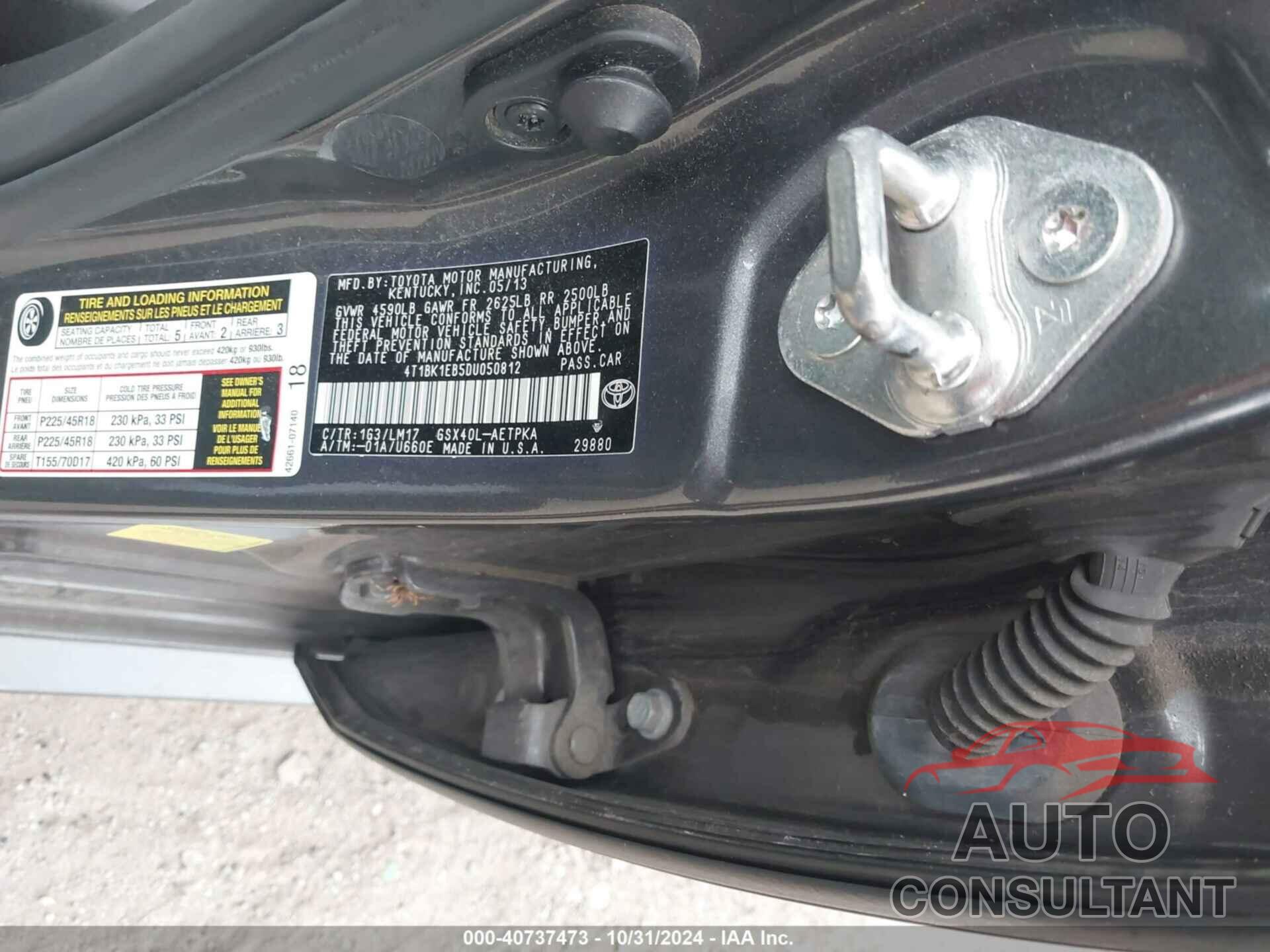 TOYOTA AVALON 2013 - 4T1BK1EB5DU050812