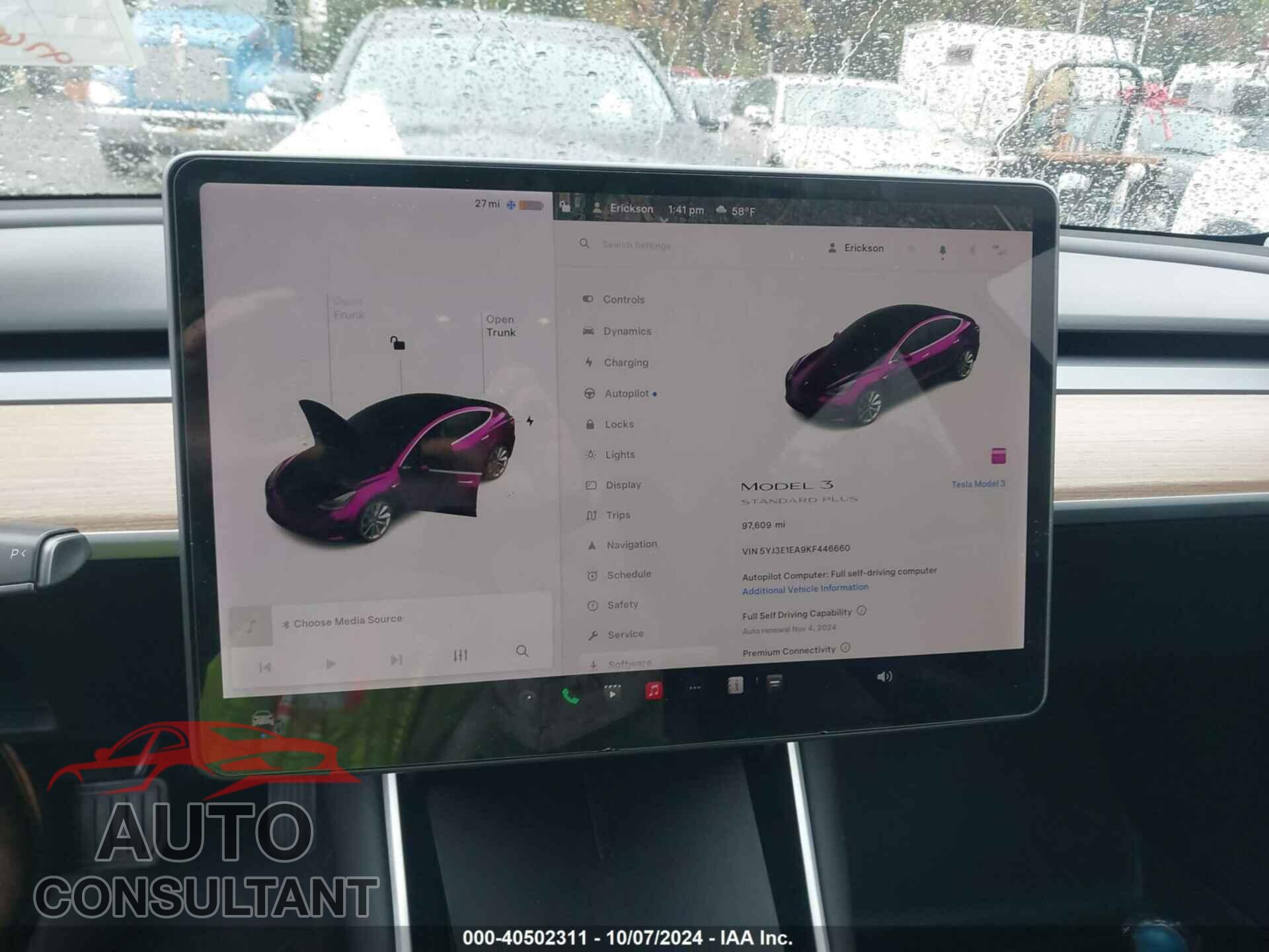 TESLA MODEL 3 2019 - 5YJ3E1EA9KF446660