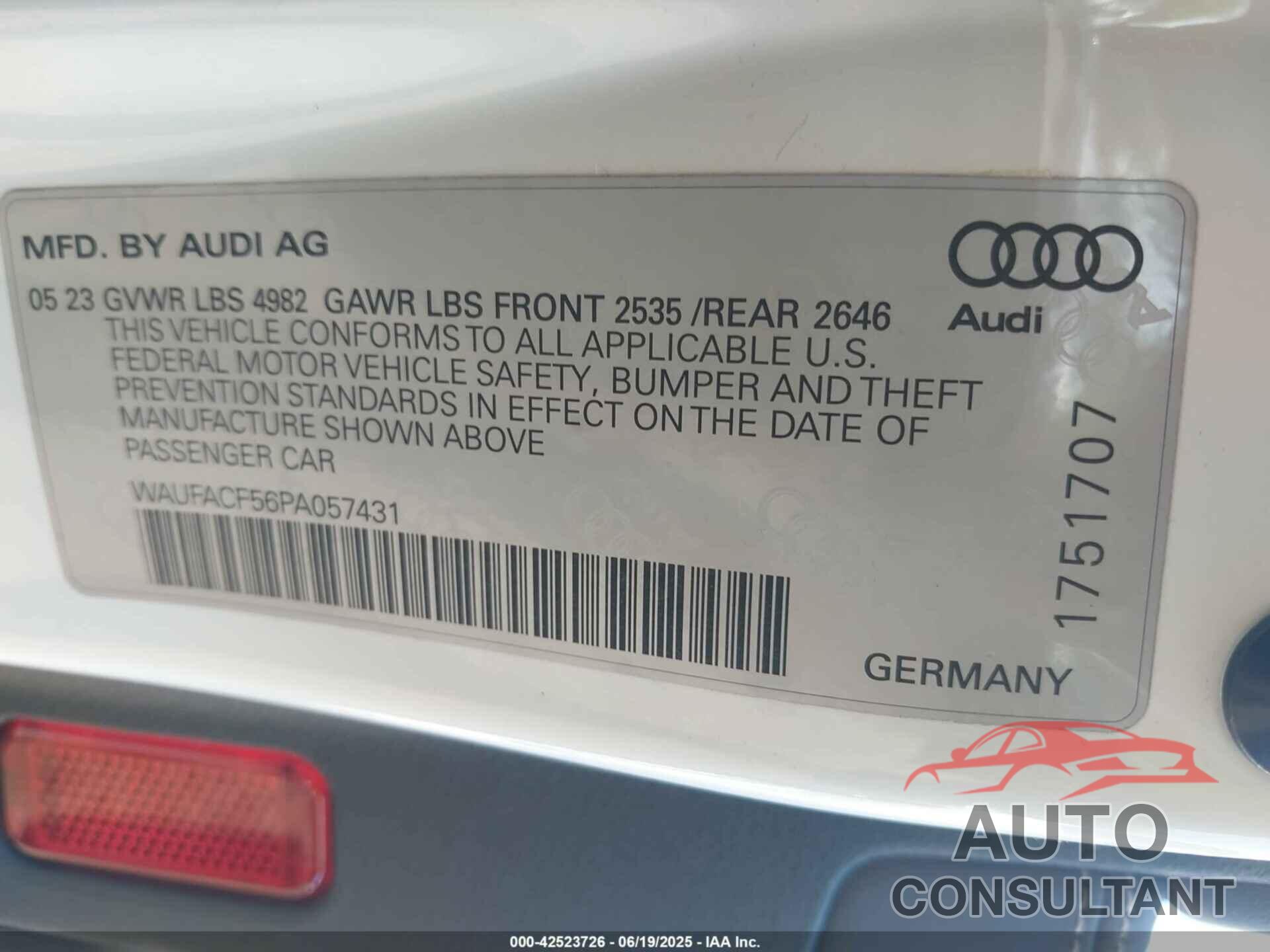 AUDI A5 SPORTBACK 2023 - WAUFACF56PA057431