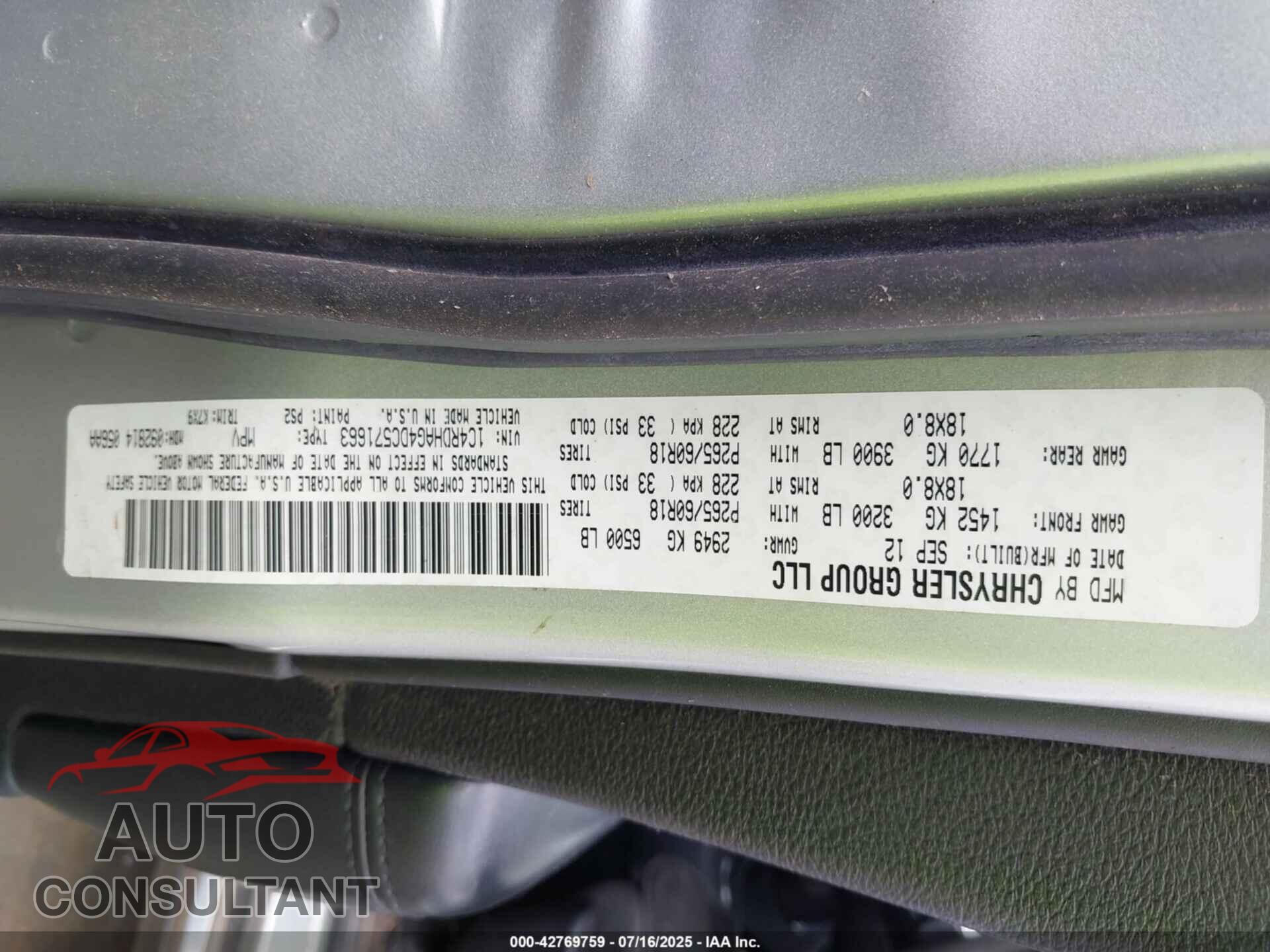 DODGE DURANGO 2013 - 1C4RDHAG4DC571663