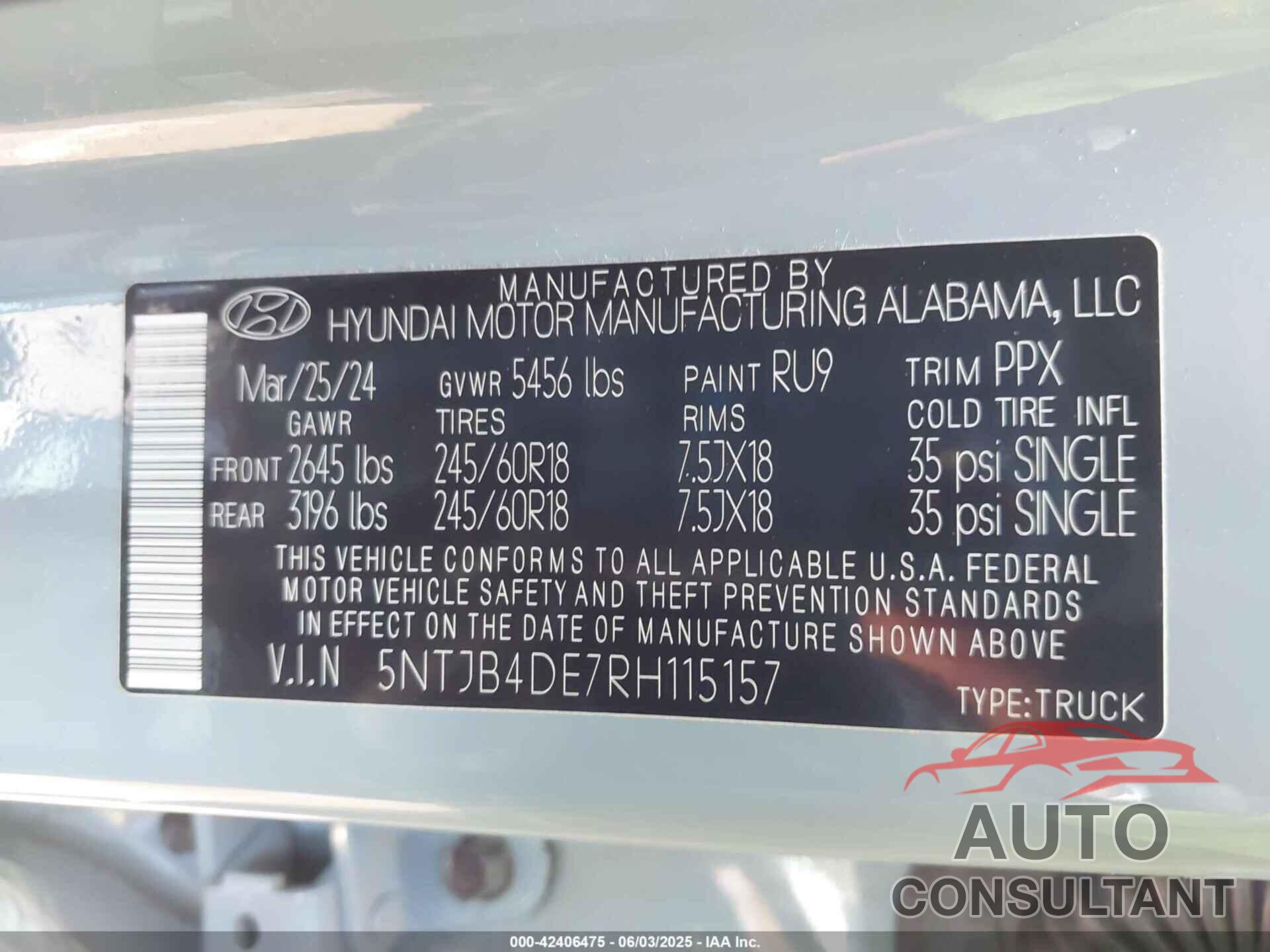 HYUNDAI SANTA CRUZ 2024 - 5NTJB4DE7RH115157
