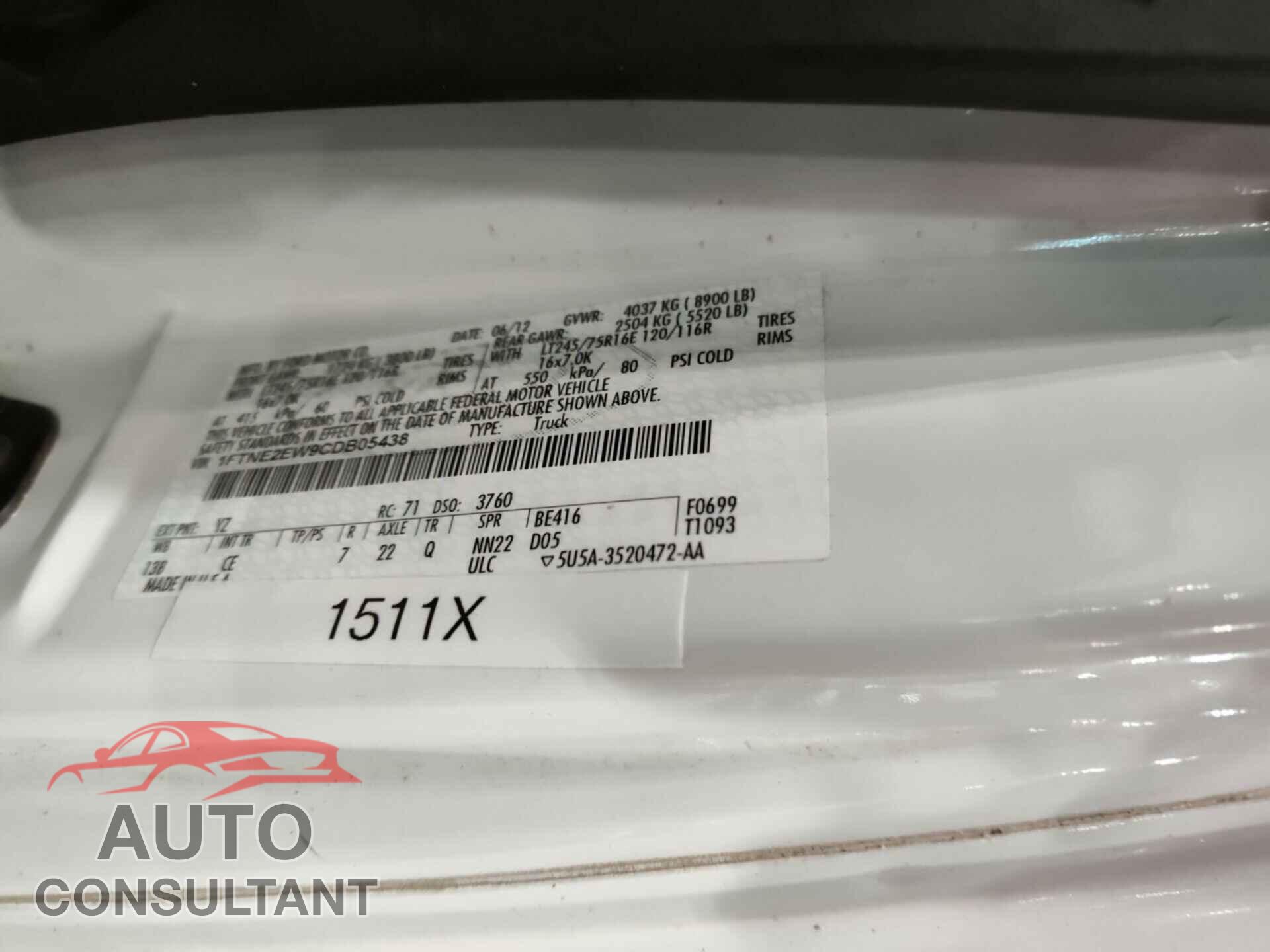 FORD ECONOLINE 2012 - 1FTNE2EW9CDB05438