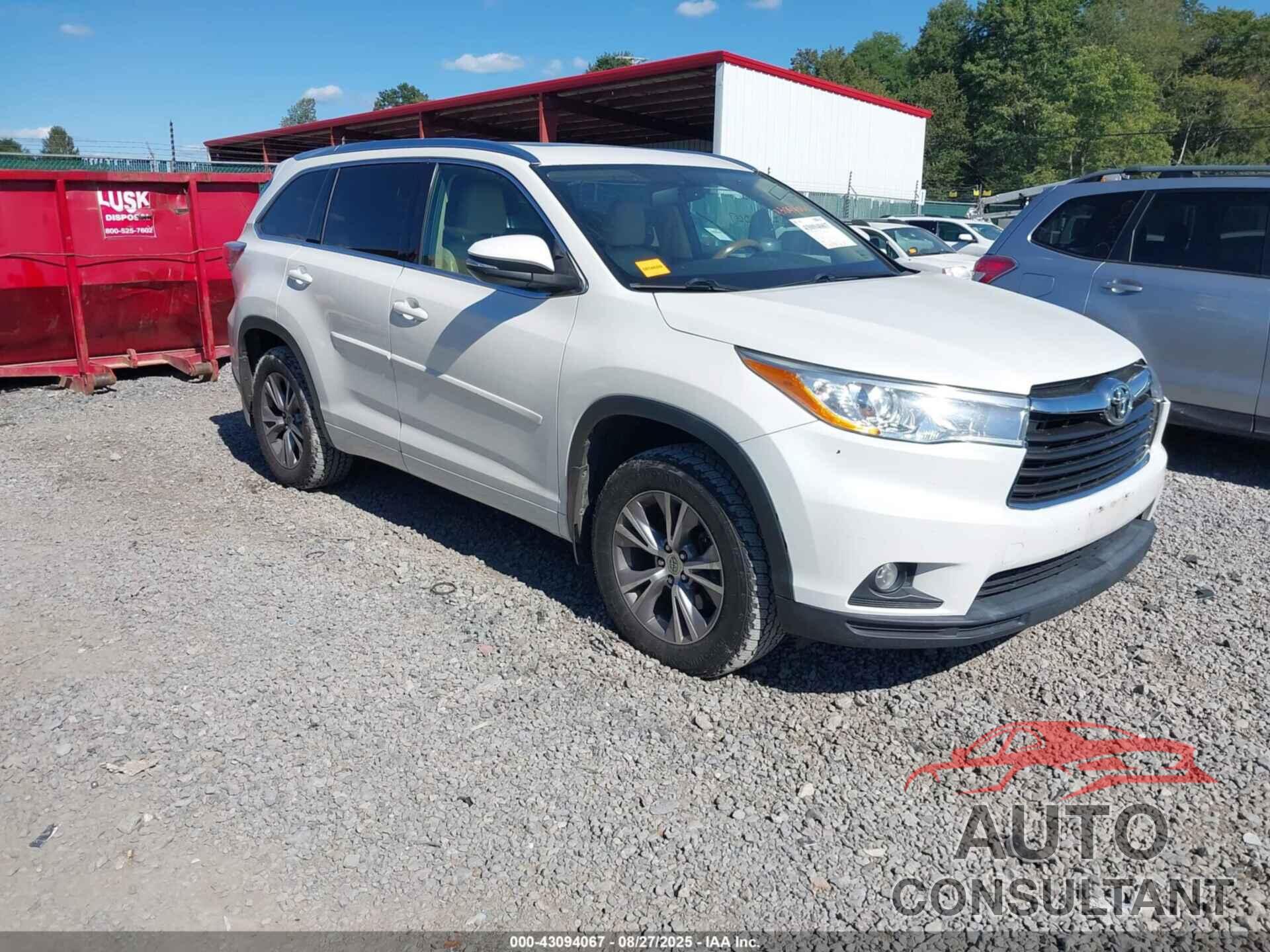 TOYOTA HIGHLANDER 2014 - 5TDJKRFH6ES011914