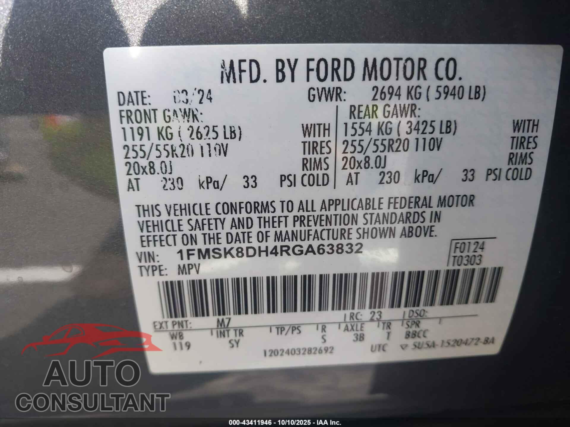 FORD EXPLORER 2024 - 1FMSK8DH4RGA63832
