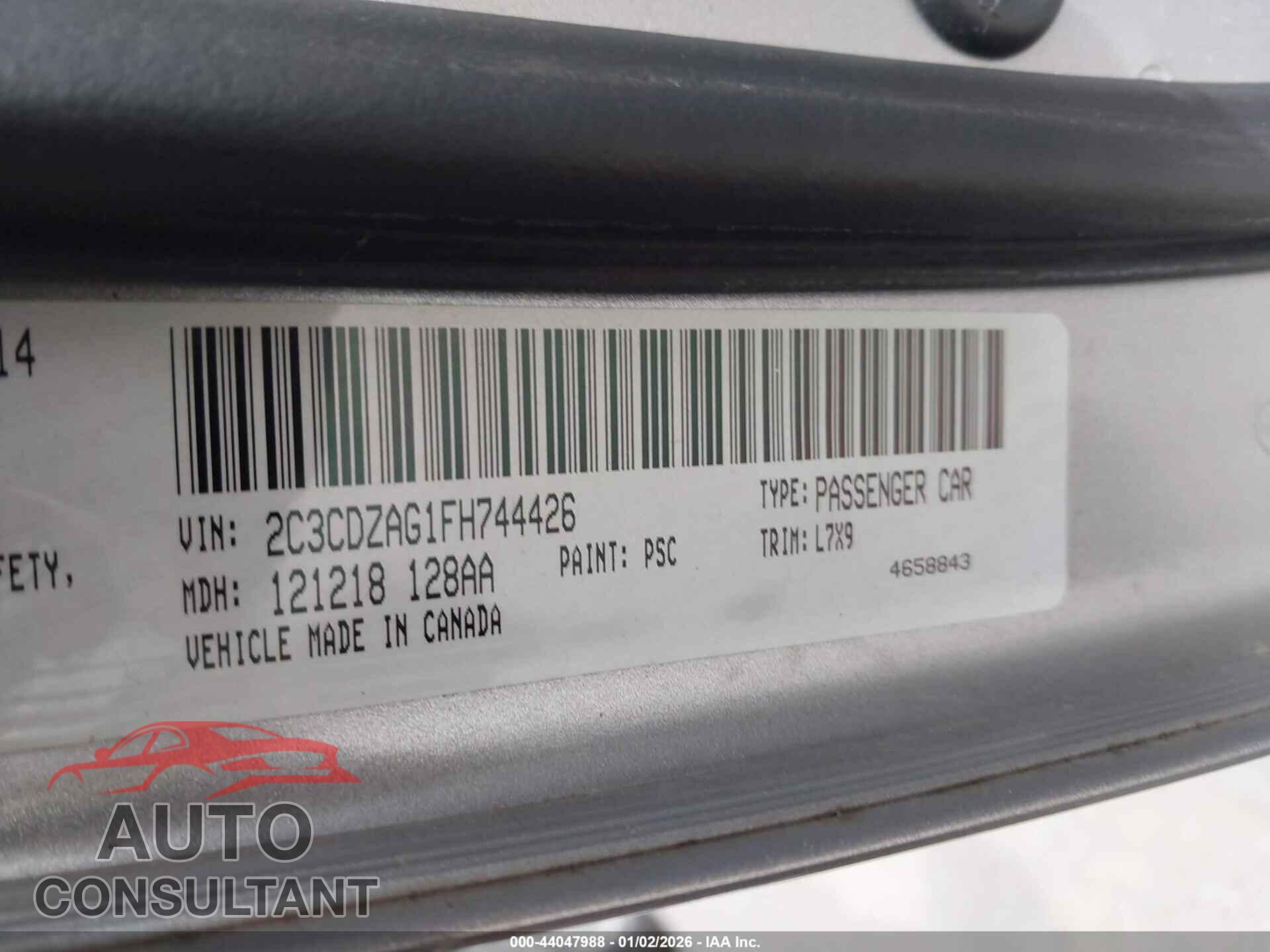 DODGE CHALLENGER 2015 - 2C3CDZAG1FH744426