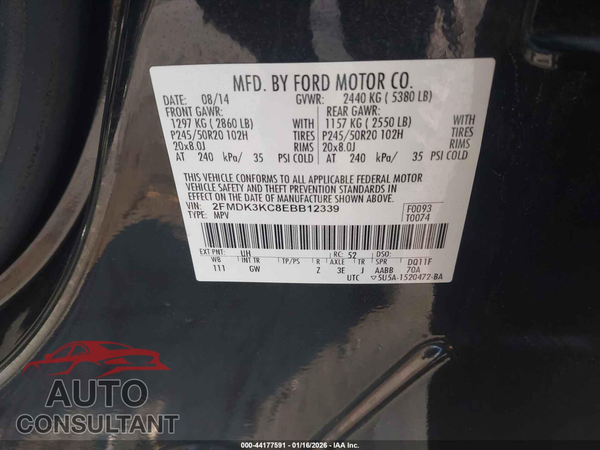 FORD EDGE 2014 - 2FMDK3KC8EBB12339