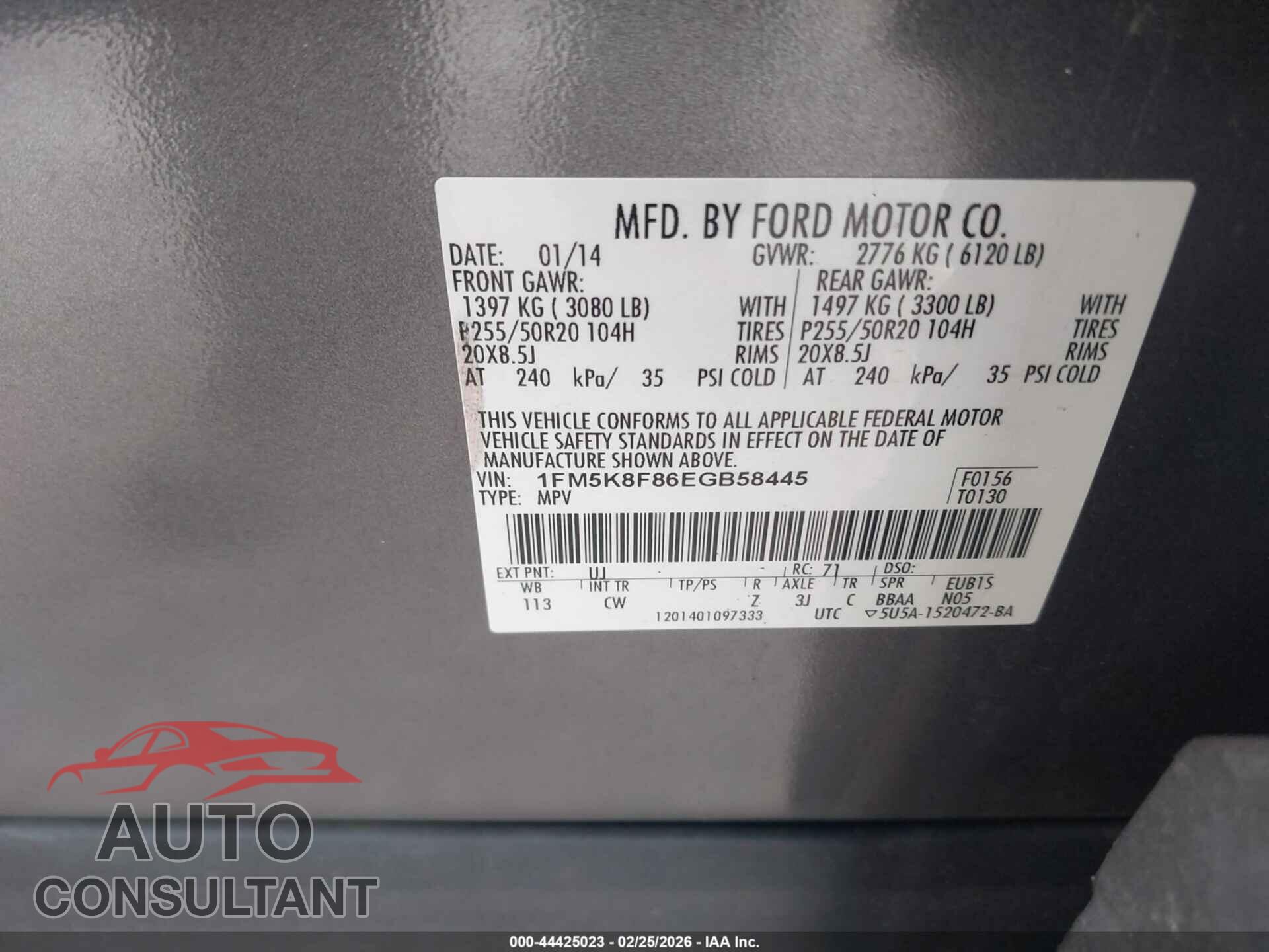 FORD EXPLORER 2014 - 1FM5K8F86EGB58445