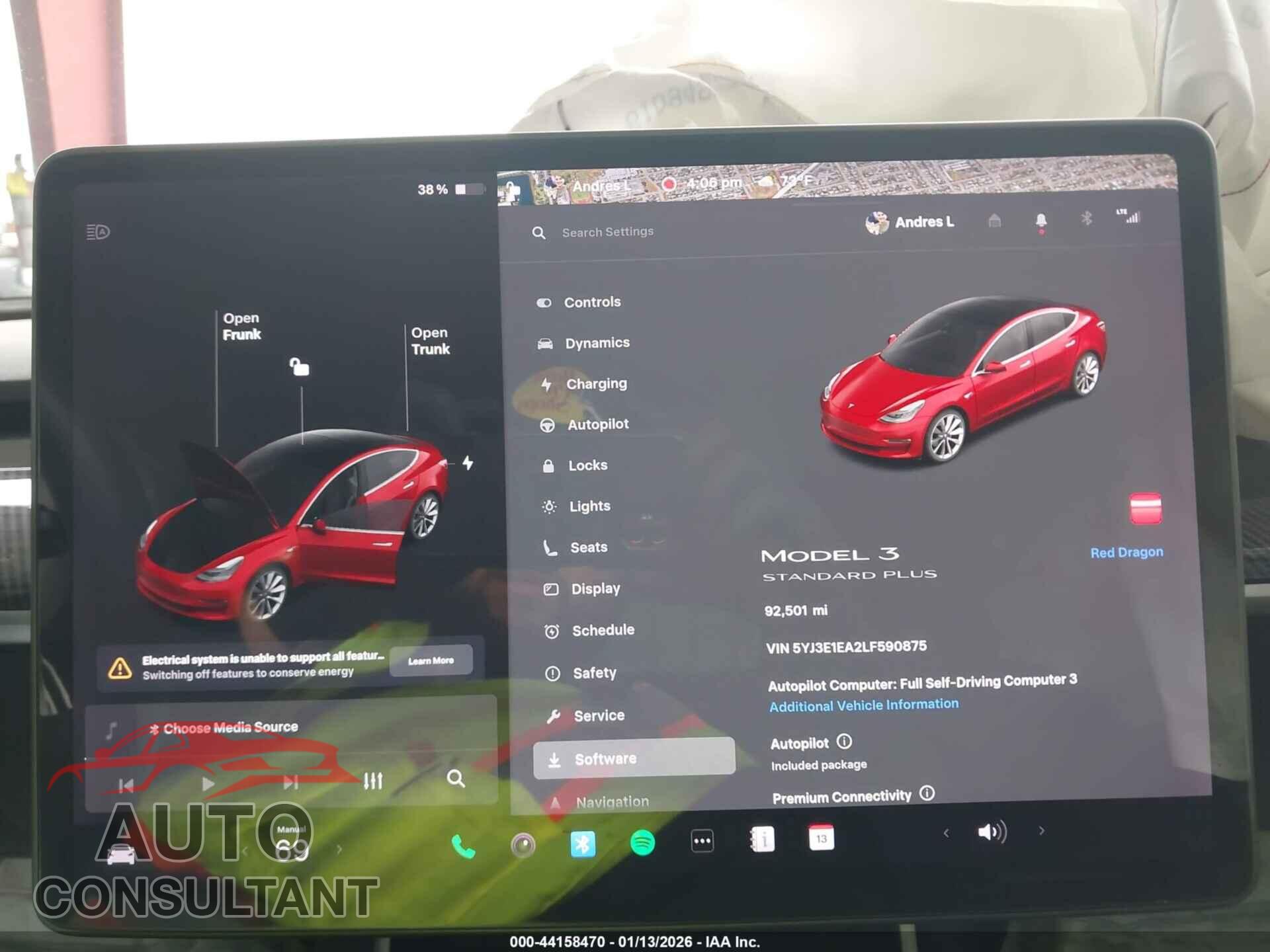 TESLA MODEL 3 2020 - 5YJ3E1EA2LF590875