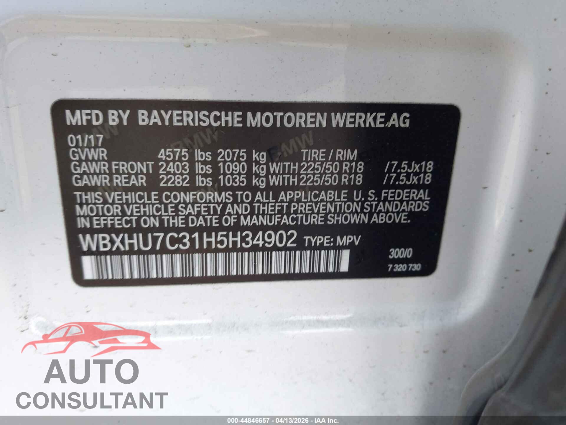 BMW X1 2017 - WBXHU7C31H5H34902