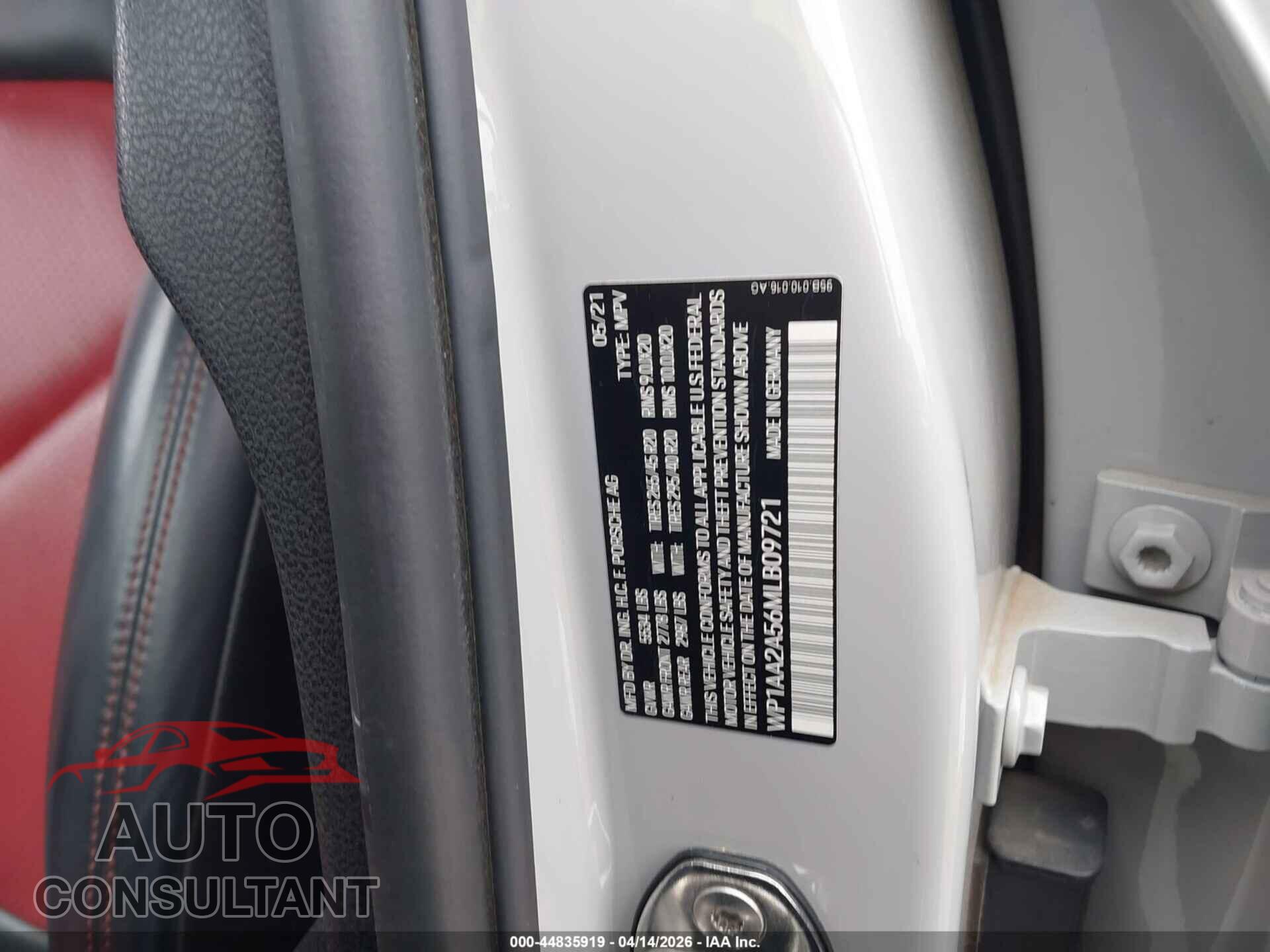 PORSCHE MACAN 2021 - WP1AA2A56MLB09721