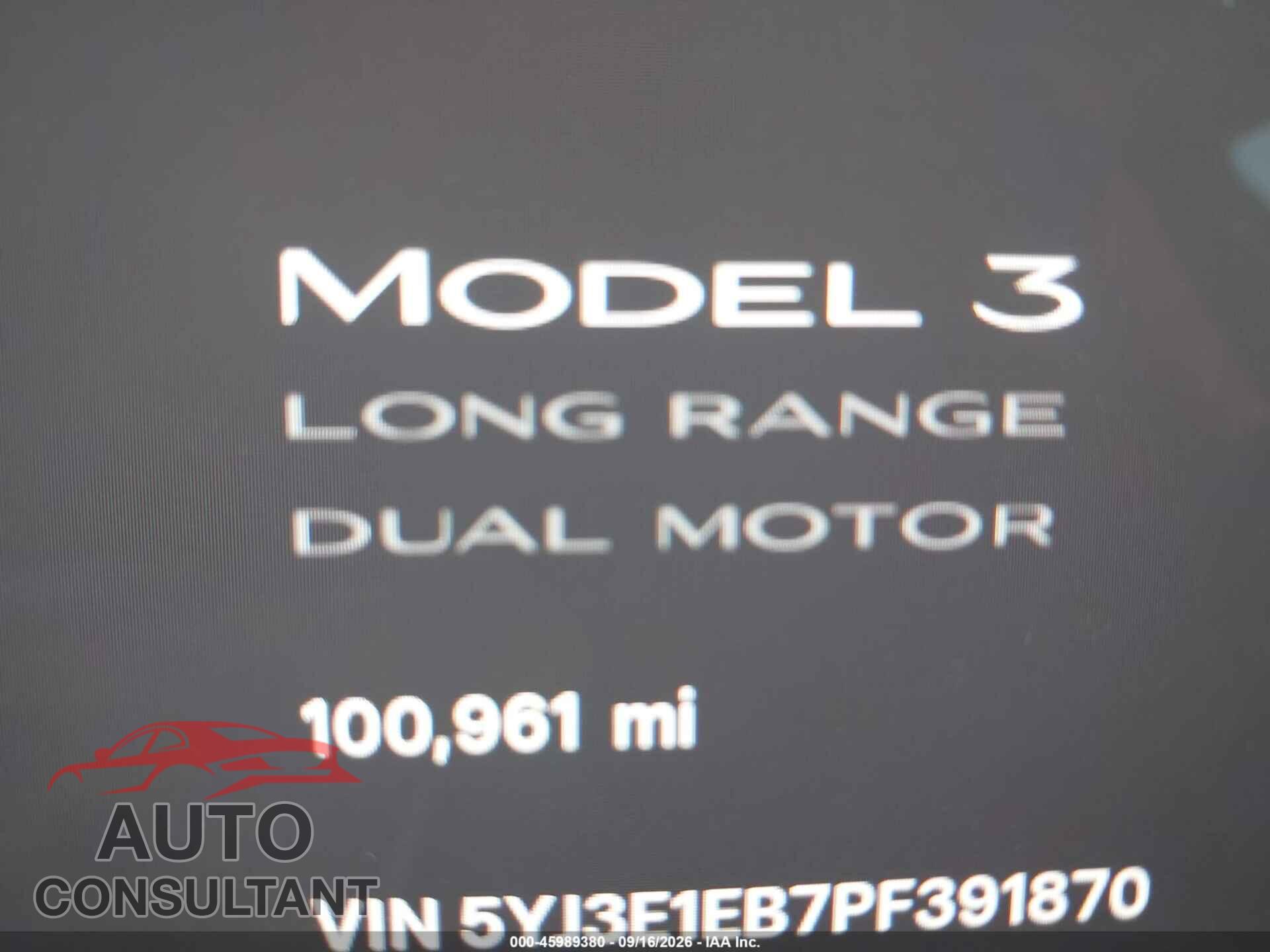 TESLA MODEL 3 2023 - 5YJ3E1EB7PF391870