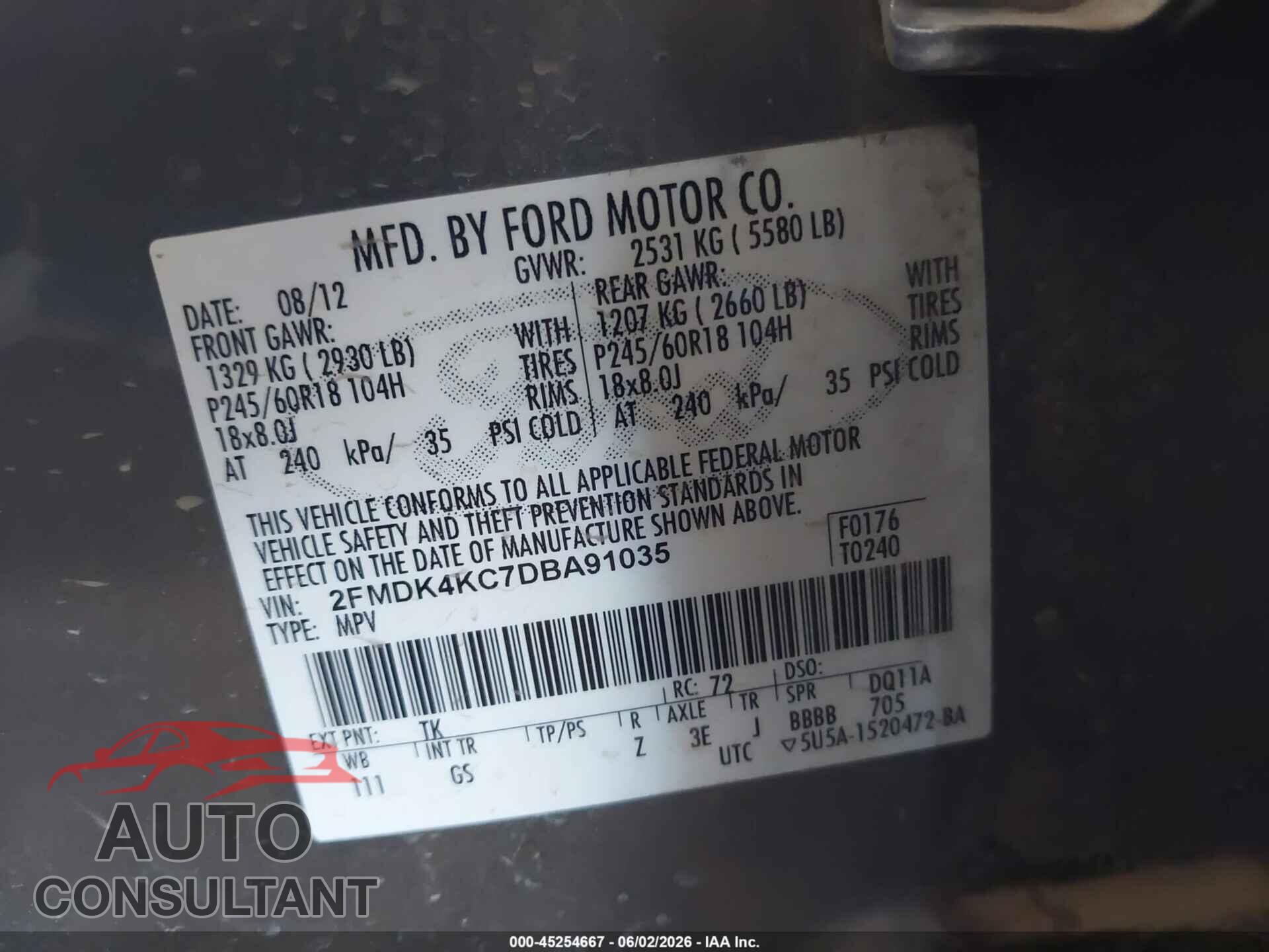 FORD EDGE 2013 - 2FMDK4KC7DBA91035