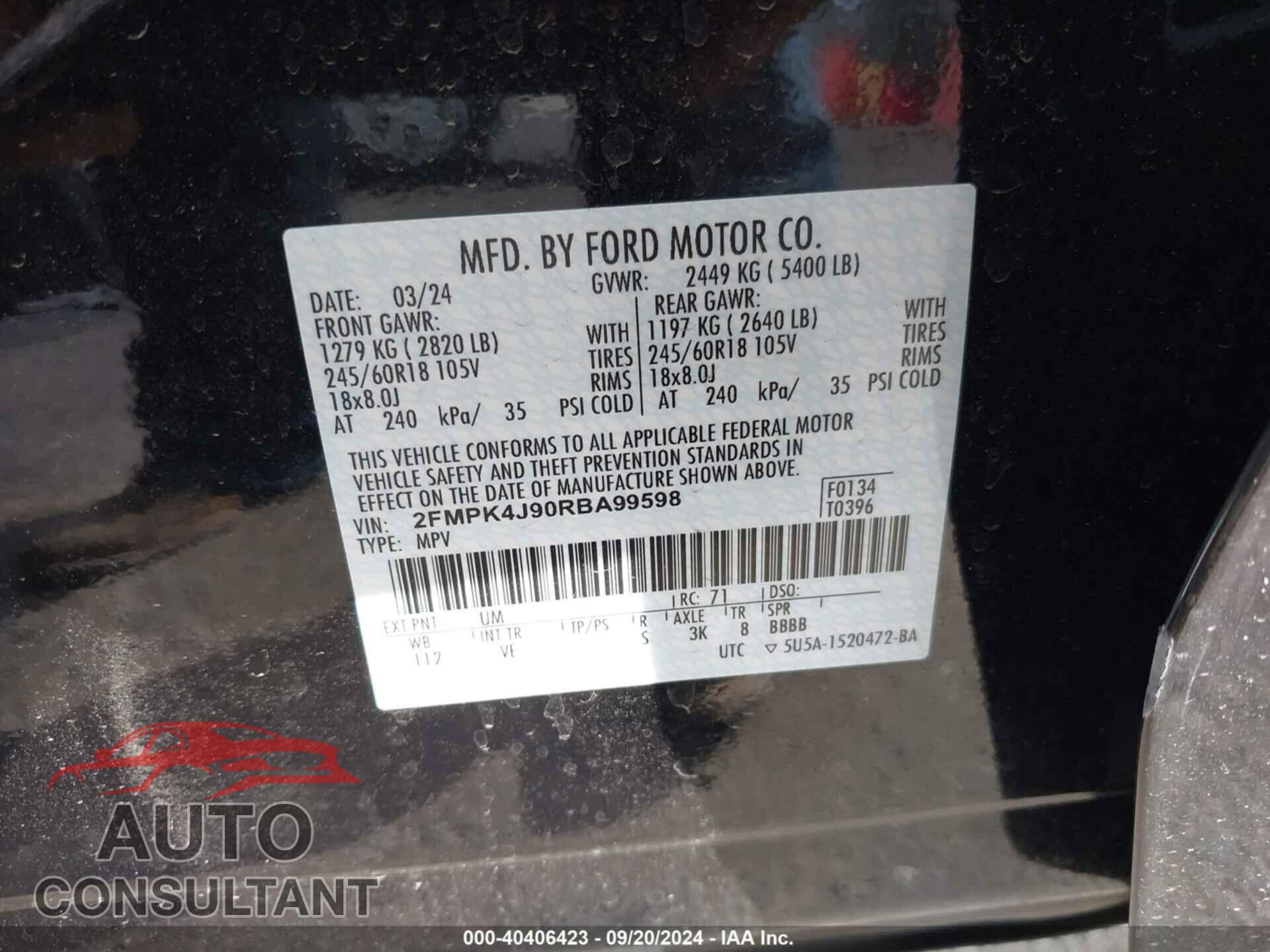 FORD EDGE 2024 - 2FMPK4J90RBA99598