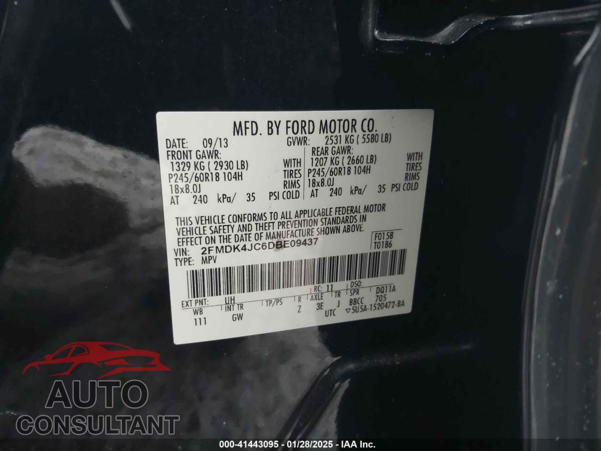 FORD EDGE 2013 - 2FMDK4JC6DBE09437