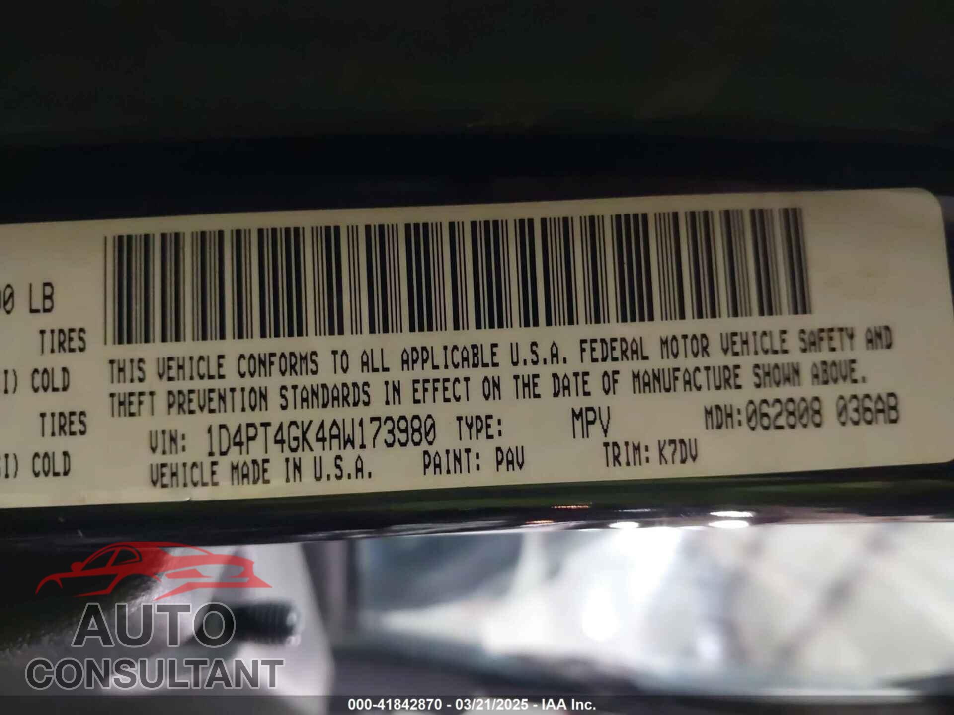 DODGE NITRO 2010 - 1D4PT4GK4AW173980