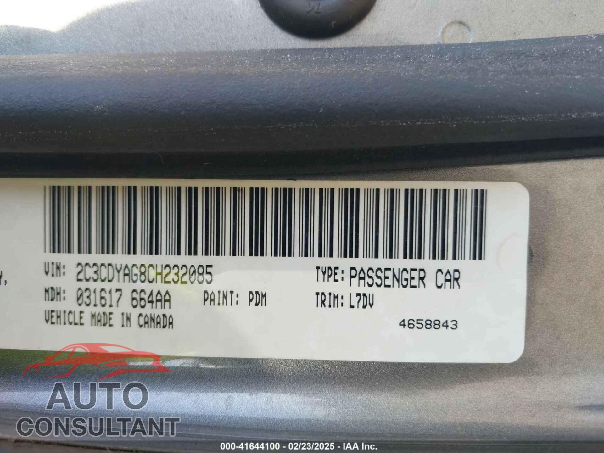 DODGE CHALLENGER 2012 - 2C3CDYAG8CH232085