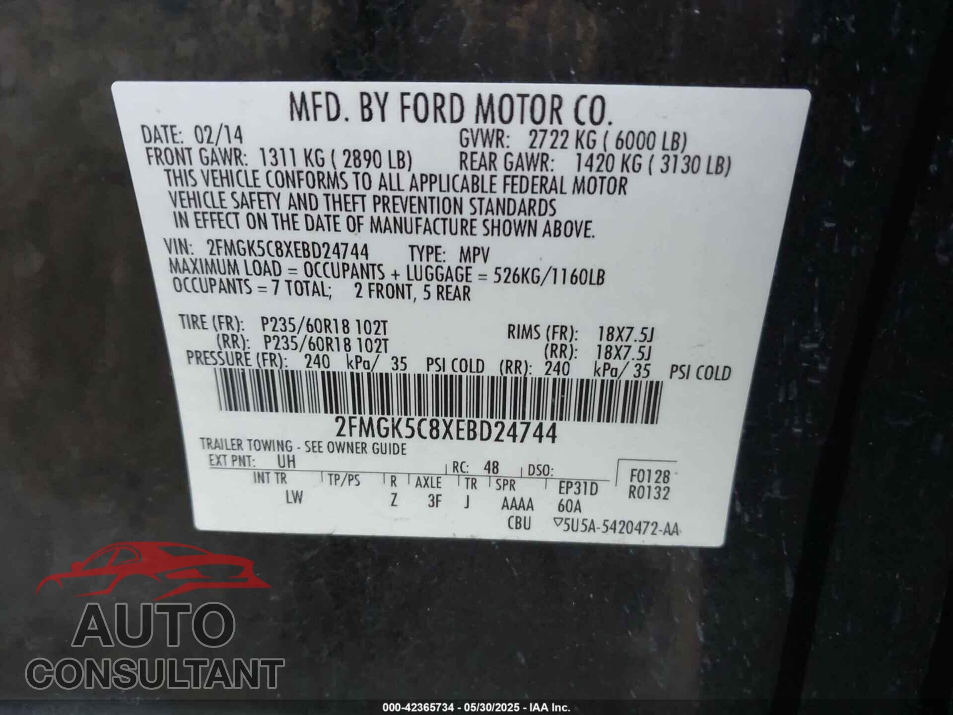 FORD FLEX 2014 - 2FMGK5C8XEBD24744