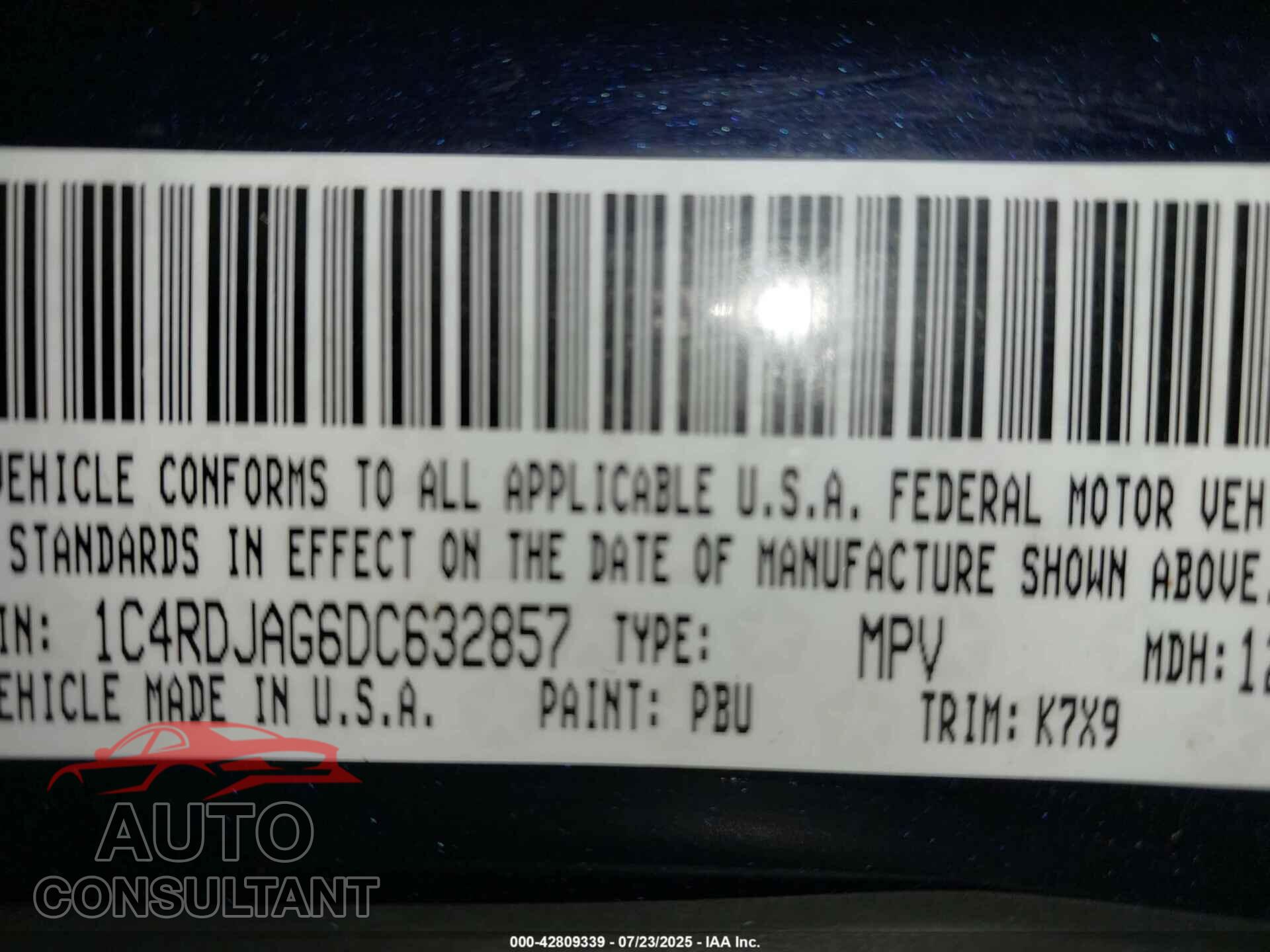 DODGE DURANGO 2013 - 1C4RDJAG6DC632857