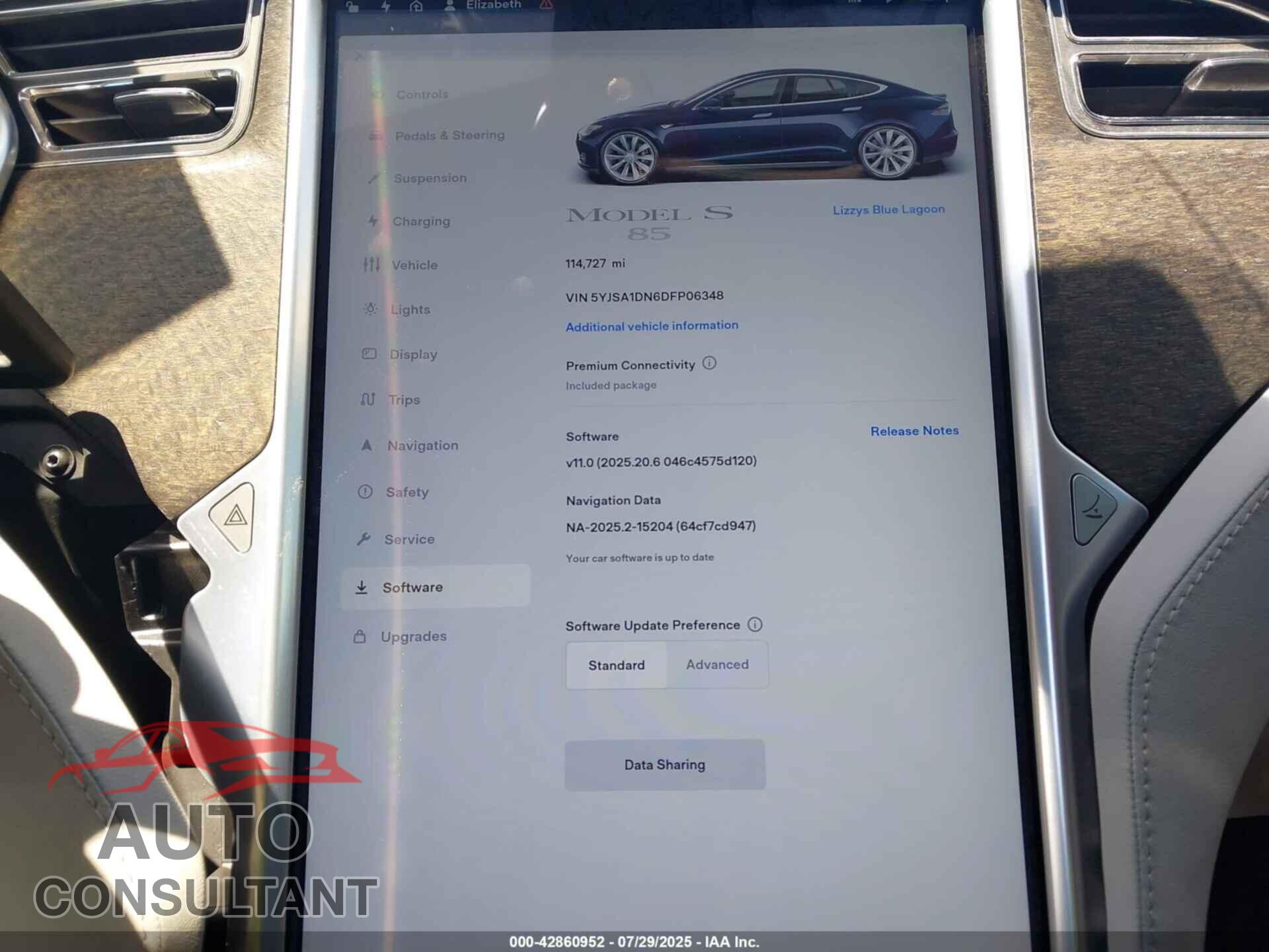 TESLA MODEL S 2013 - 5YJSA1DN6DFP06348