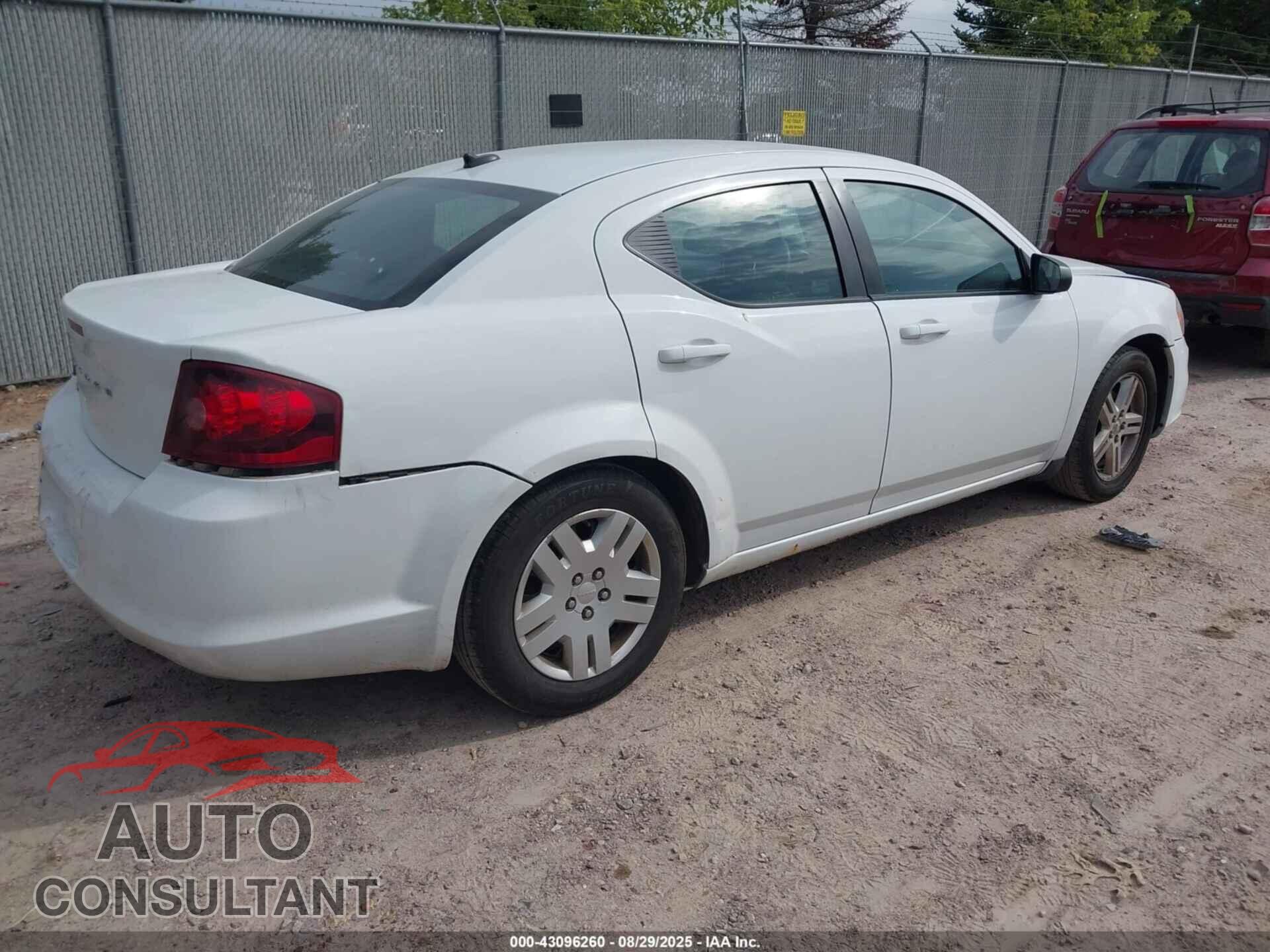 DODGE AVENGER 2012 - 1C3CDZAB1CN310501