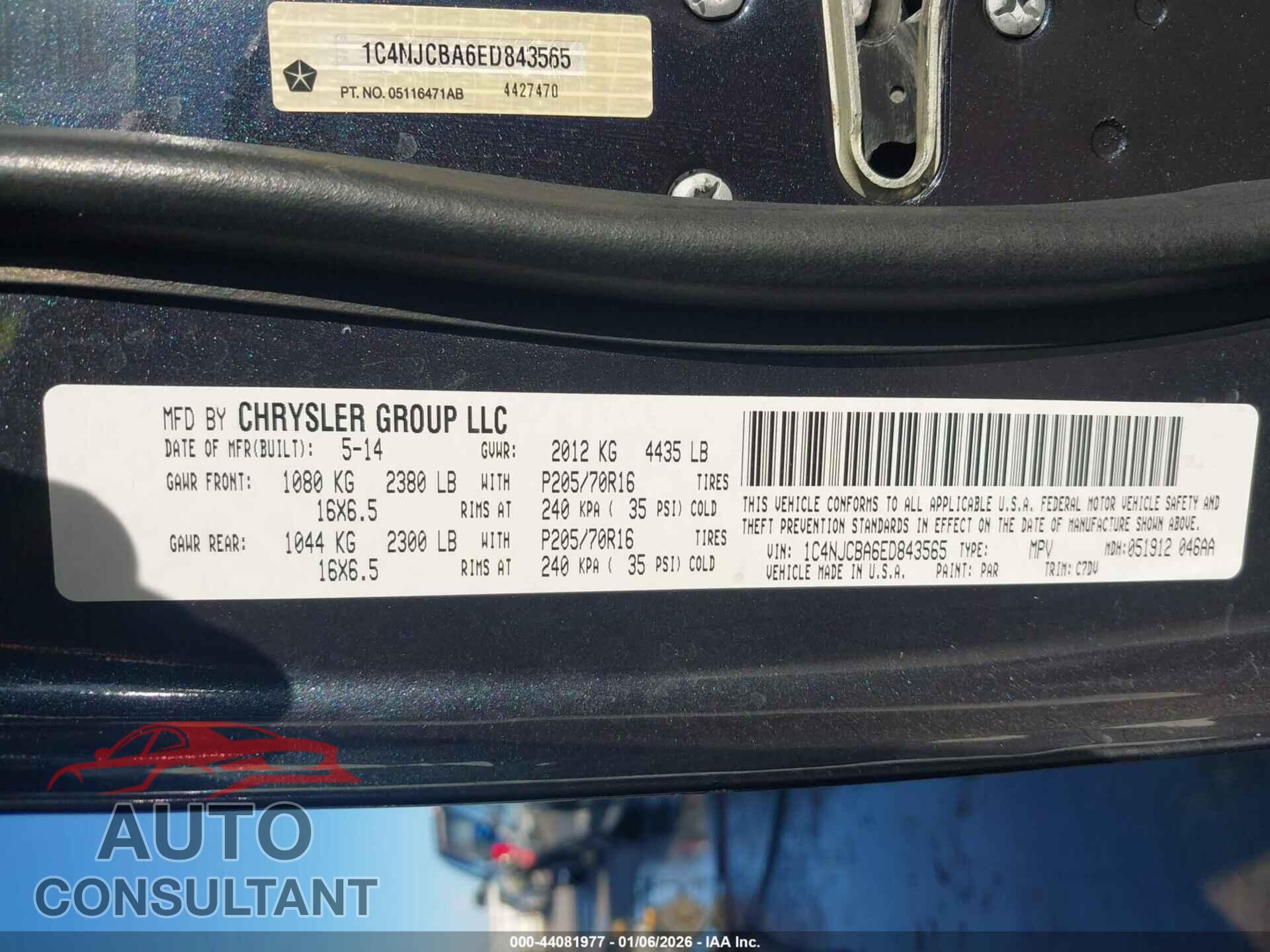 JEEP COMPASS 2014 - 1C4NJCBA6ED843565