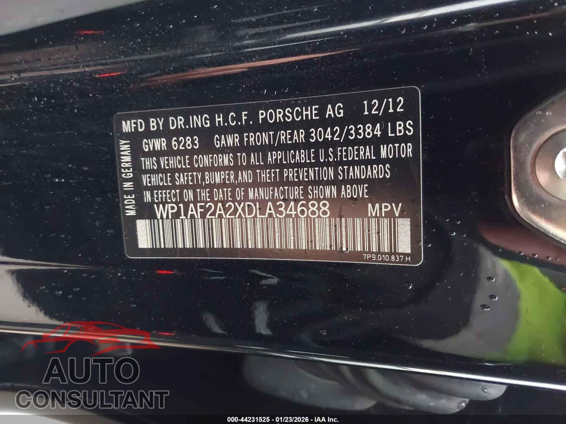 PORSCHE CAYENNE 2013 - WP1AF2A2XDLA34688