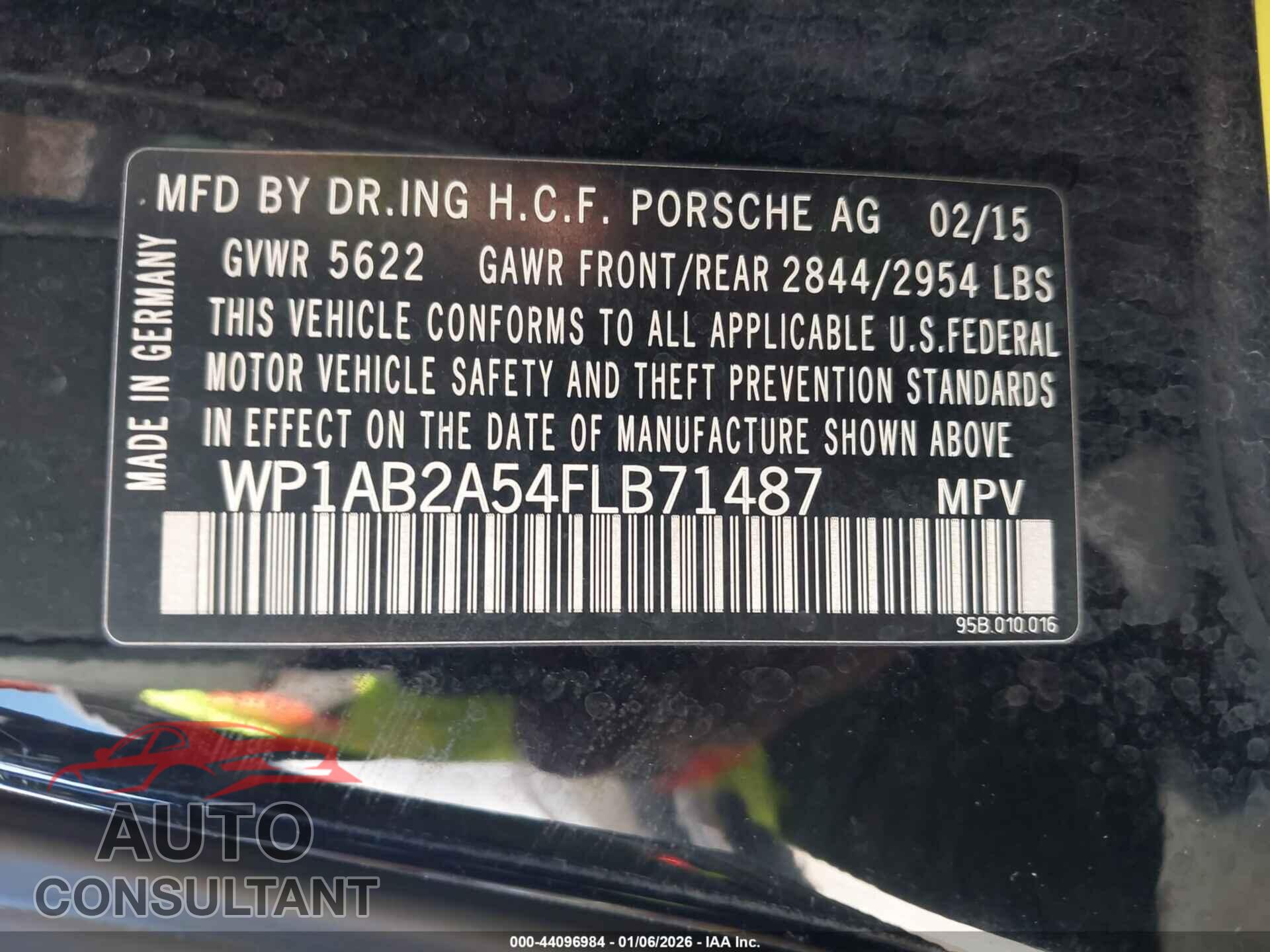 PORSCHE MACAN 2015 - WP1AB2A54FLB71487