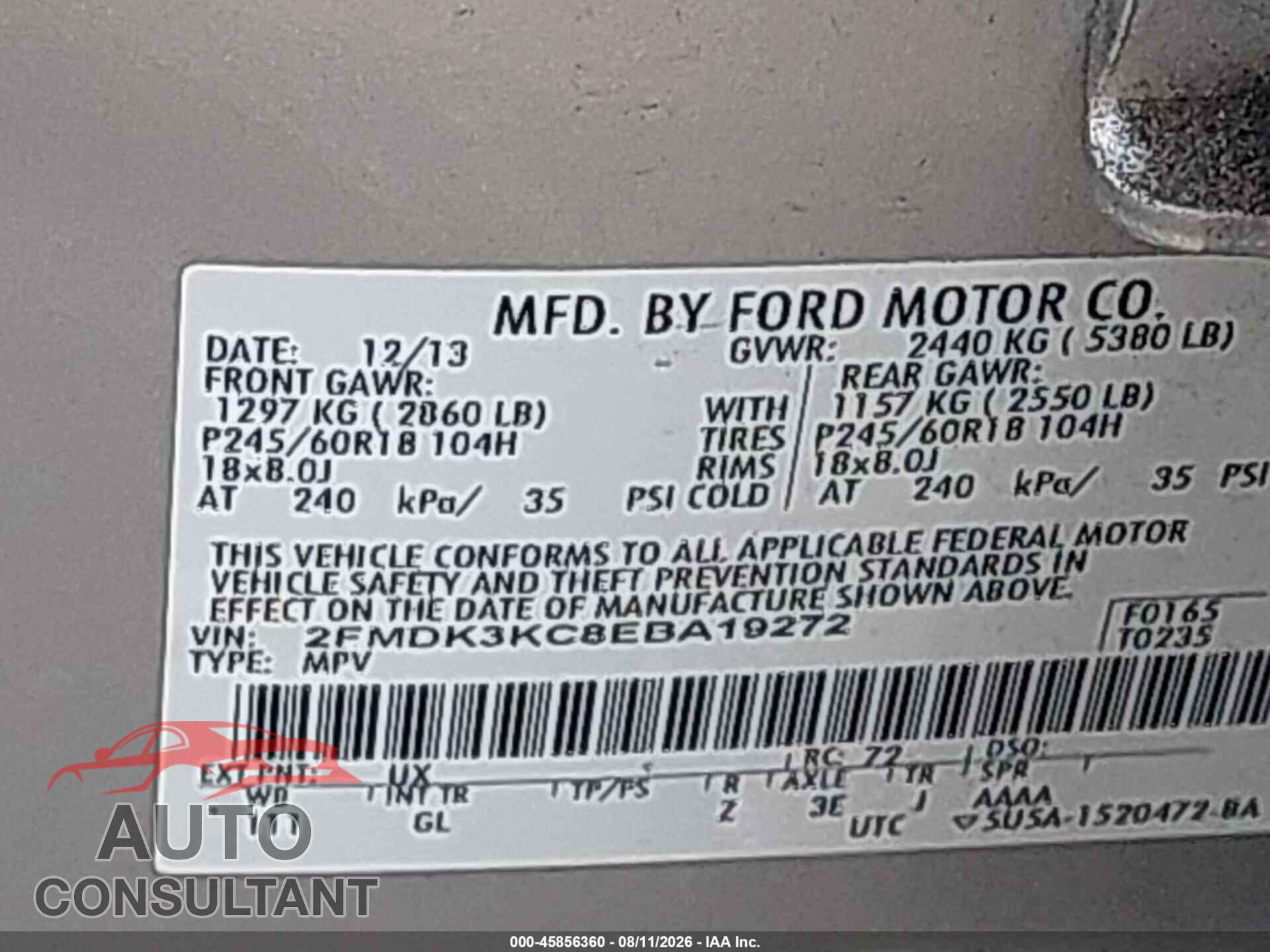 FORD EDGE 2014 - 2FMDK3KC8EBA19272