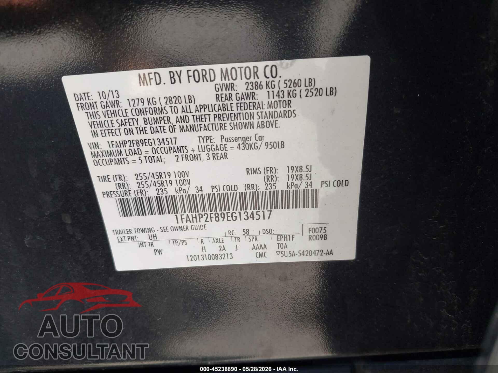 FORD TAURUS 2014 - 1FAHP2F89EG134517