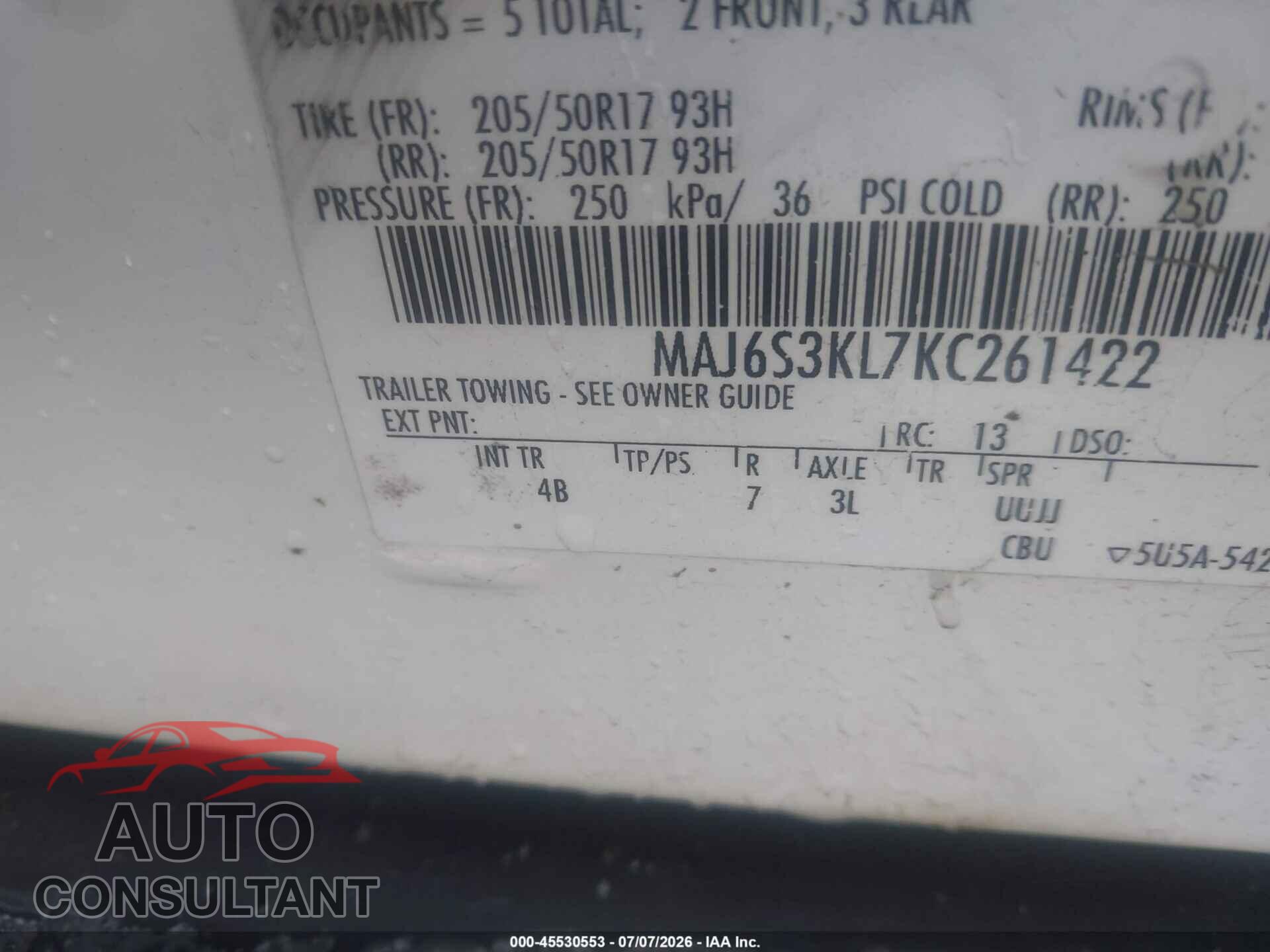 FORD ECOSPORT 2019 - MAJ6S3KL7KC261422