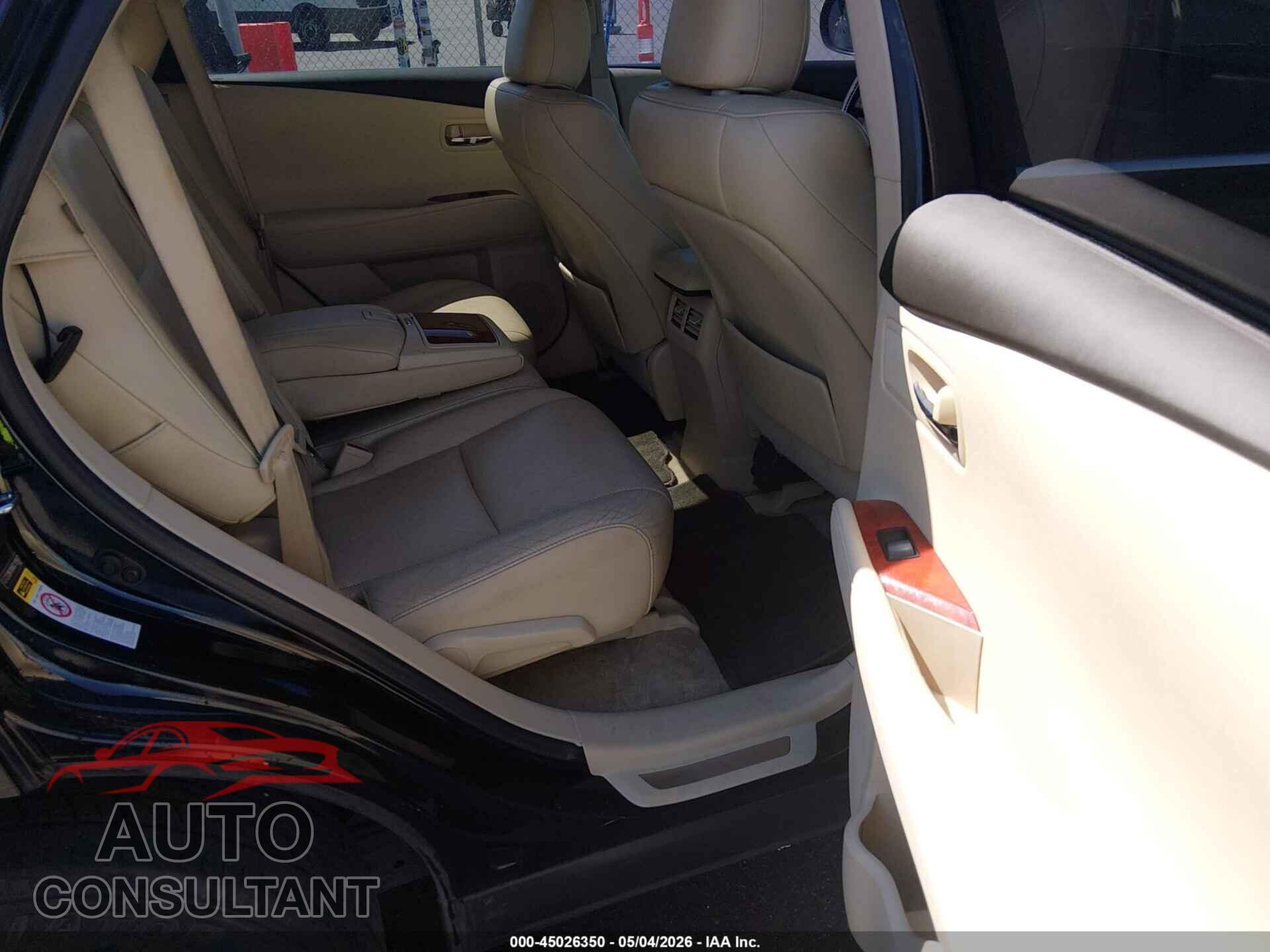 LEXUS RX 350 2012 - 2T2BK1BA6CC129977